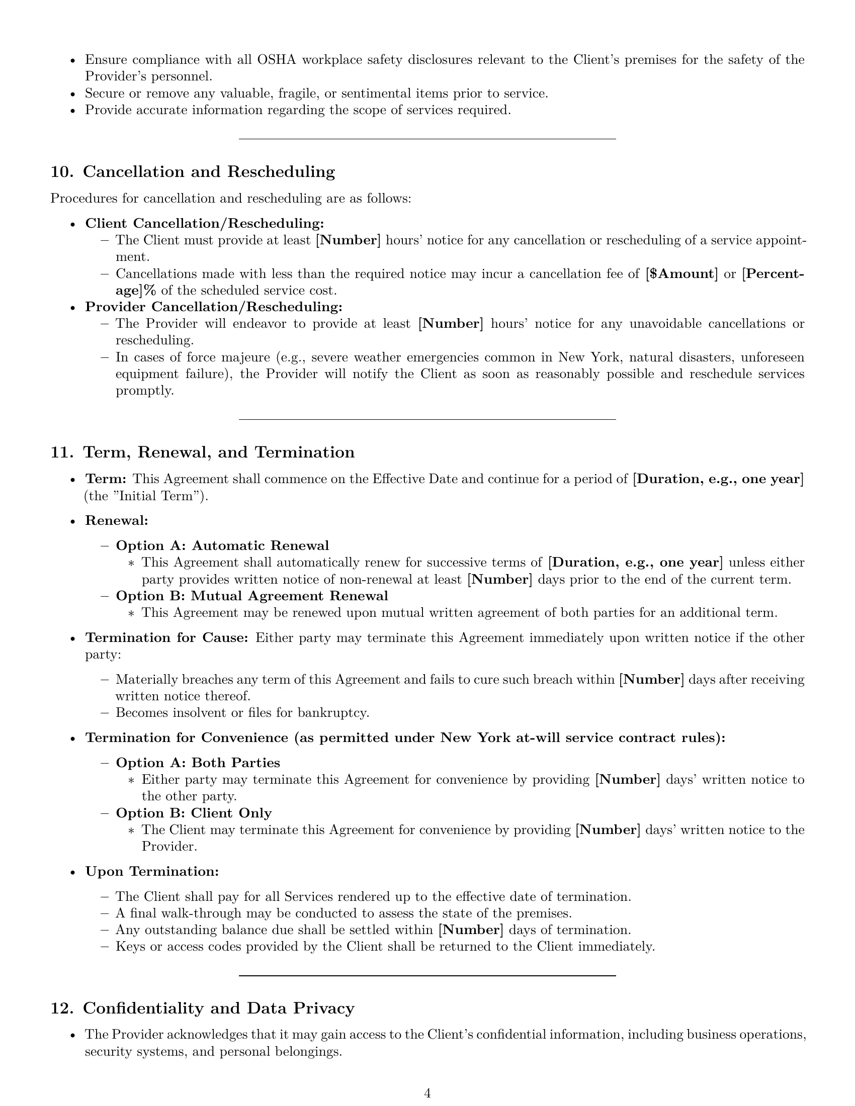 Preview page 4 of Pro New York cleaning service contract template