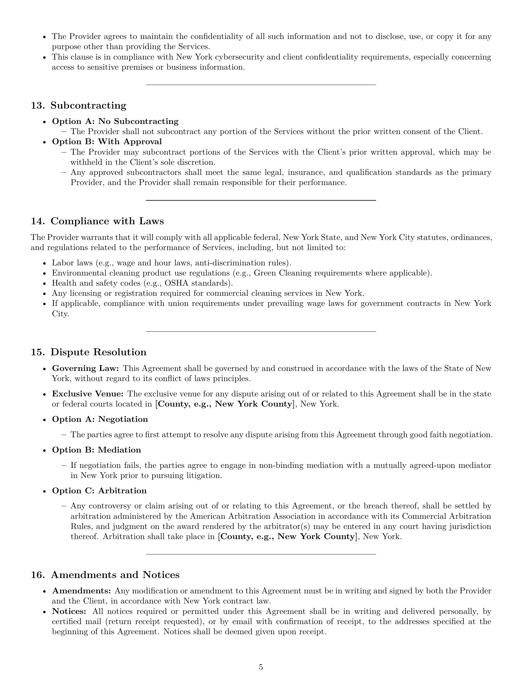Preview page 5 of Pro New York cleaning service contract template
