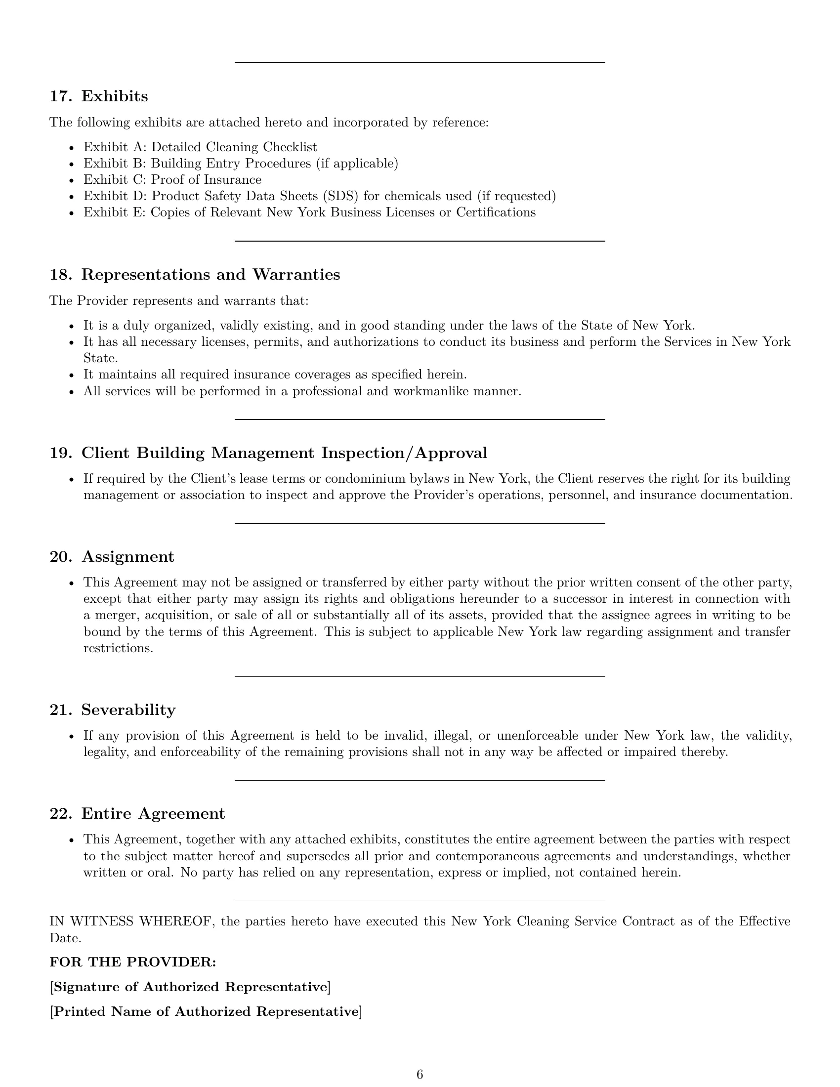 Preview page 6 of Pro New York cleaning service contract template