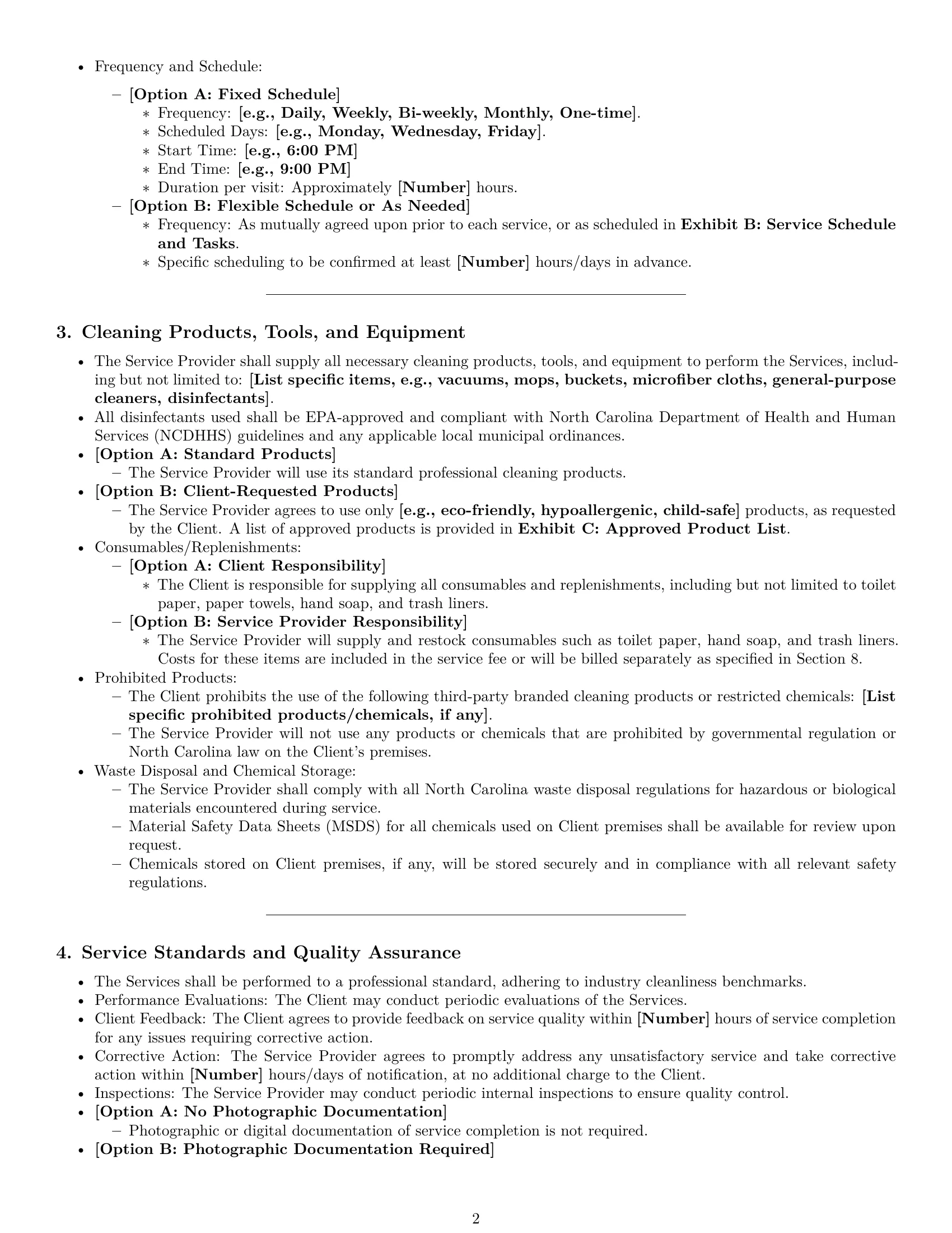 Preview page 2 of Pro North Carolina cleaning service contract template