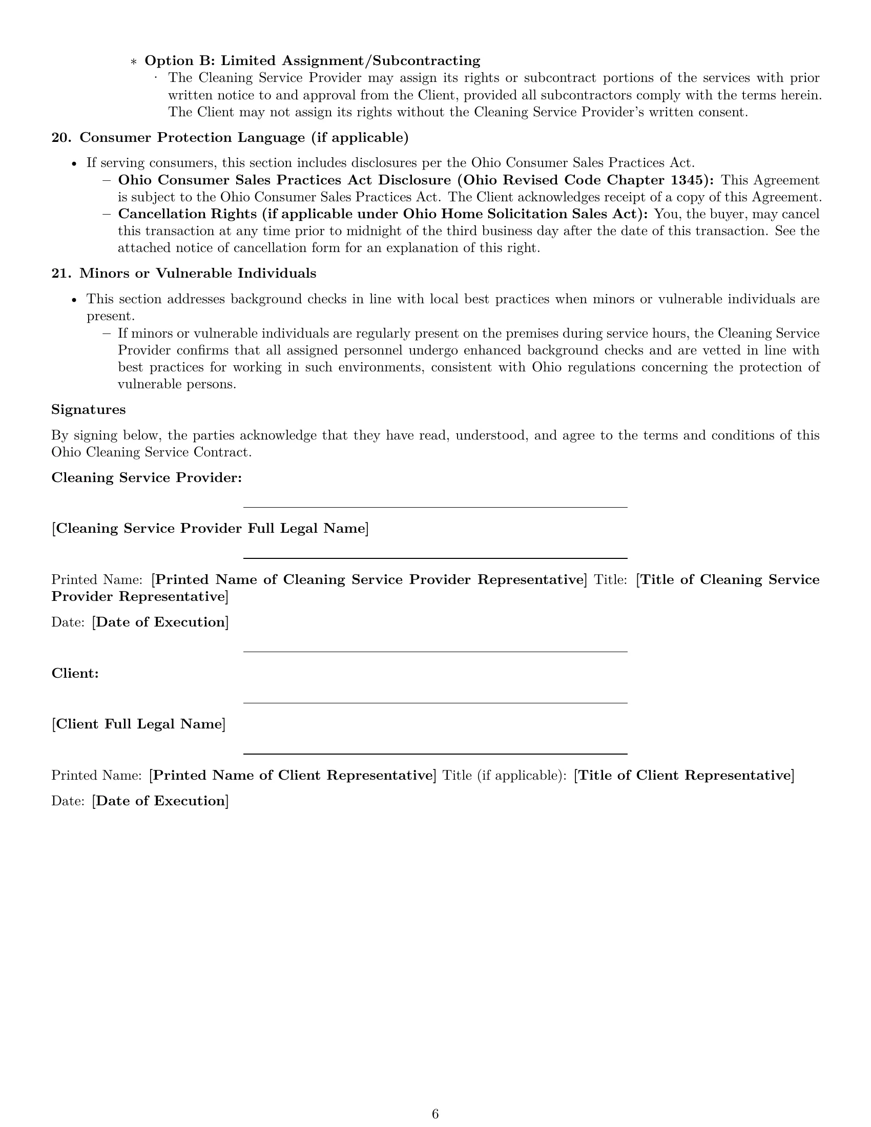 Preview page 6 of Pro Ohio cleaning service contract template