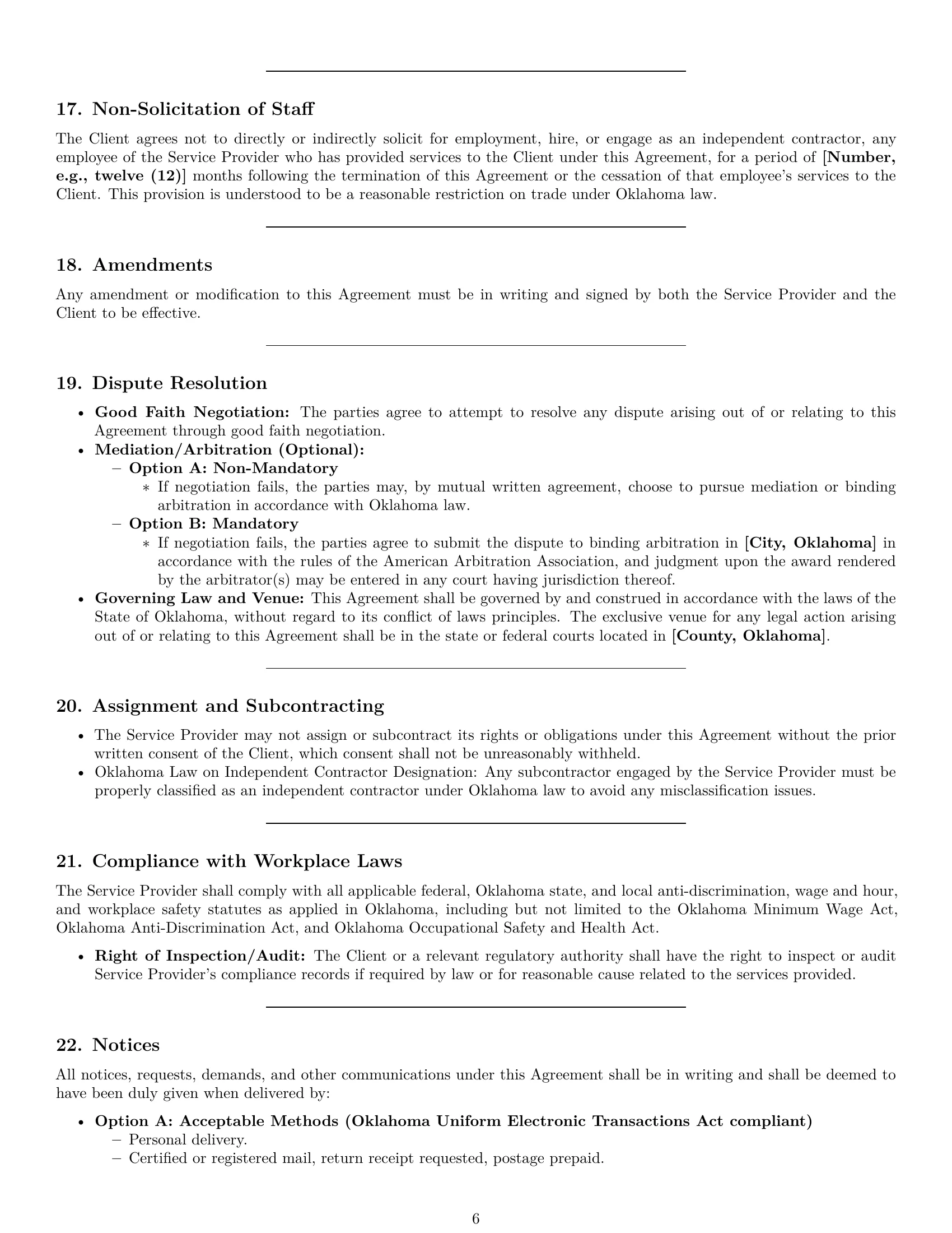 Preview page 6 of Pro Oklahoma cleaning service contract template