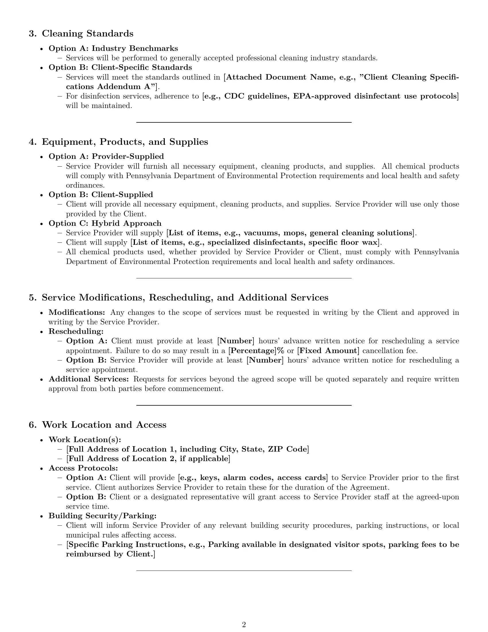 Preview page 2 of Pro Pennsylvania cleaning service contract template