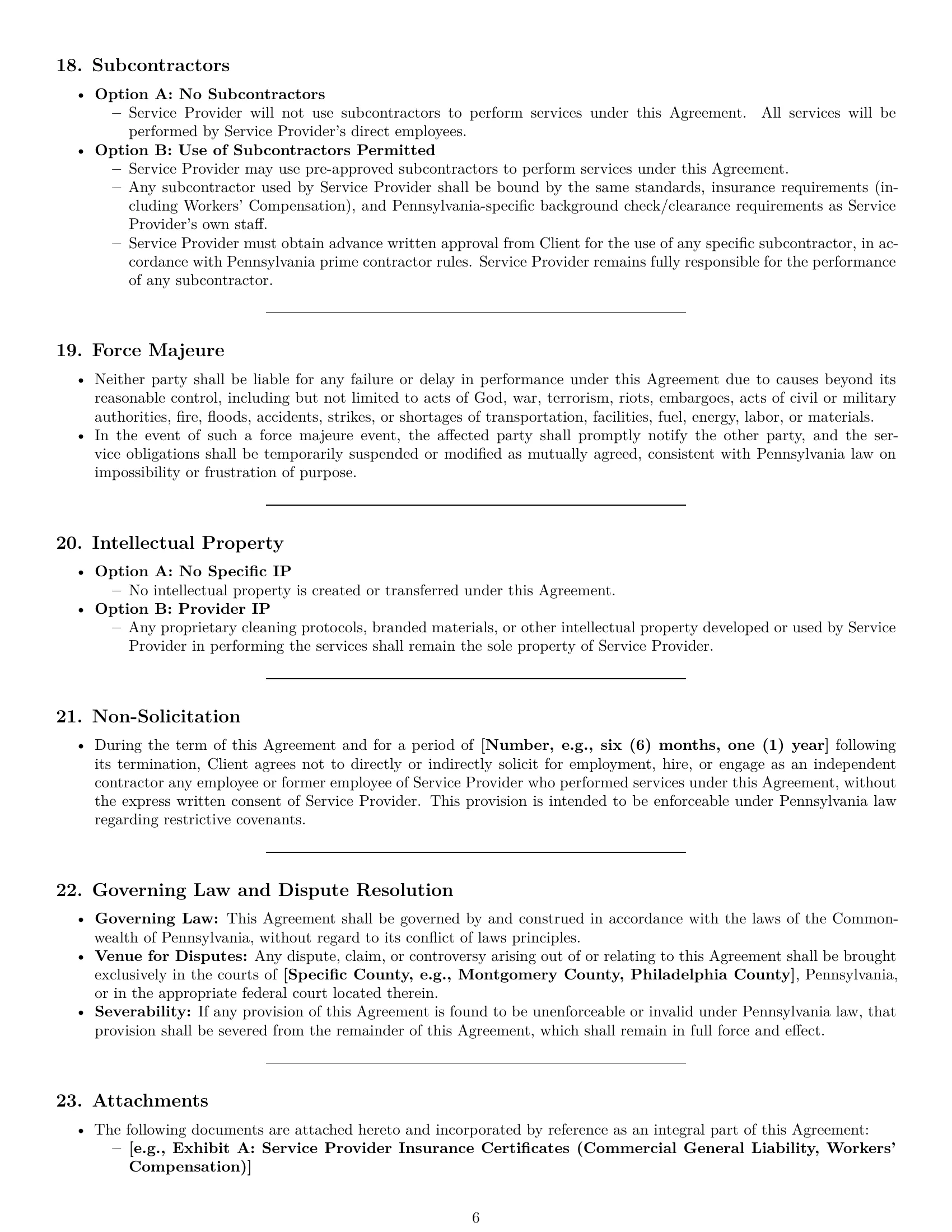 Preview page 6 of Pro Pennsylvania cleaning service contract template