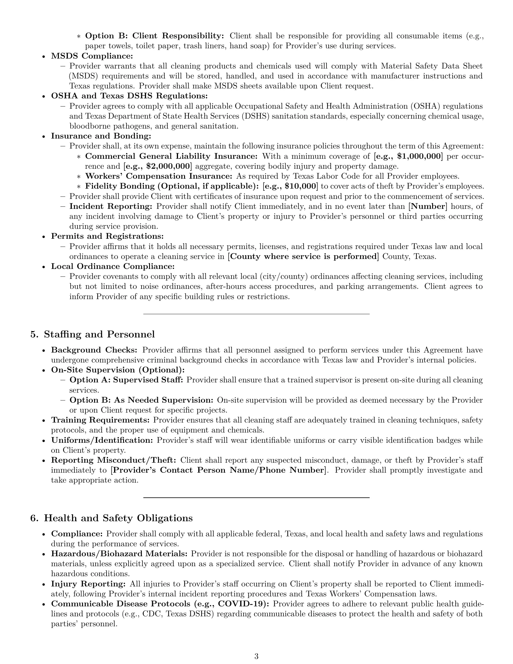 Preview page 3 of Pro Texas cleaning service contract template