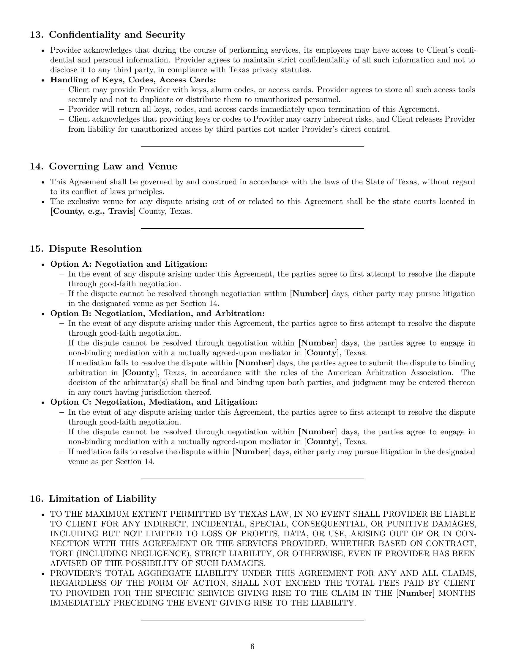 Preview page 6 of Pro Texas cleaning service contract template