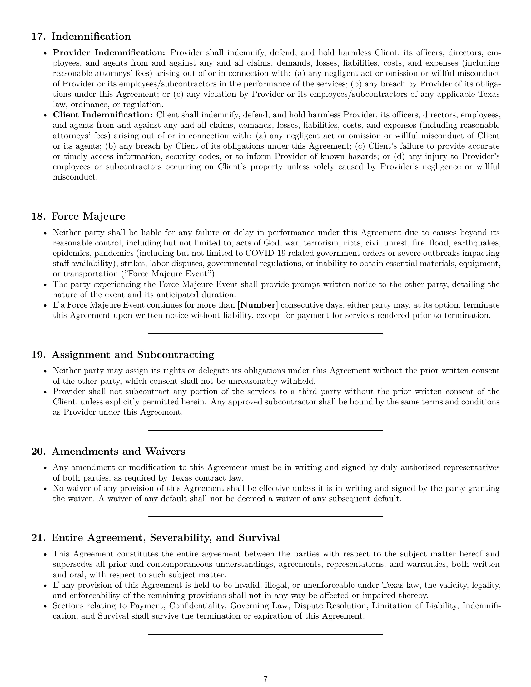 Preview page 7 of Pro Texas cleaning service contract template