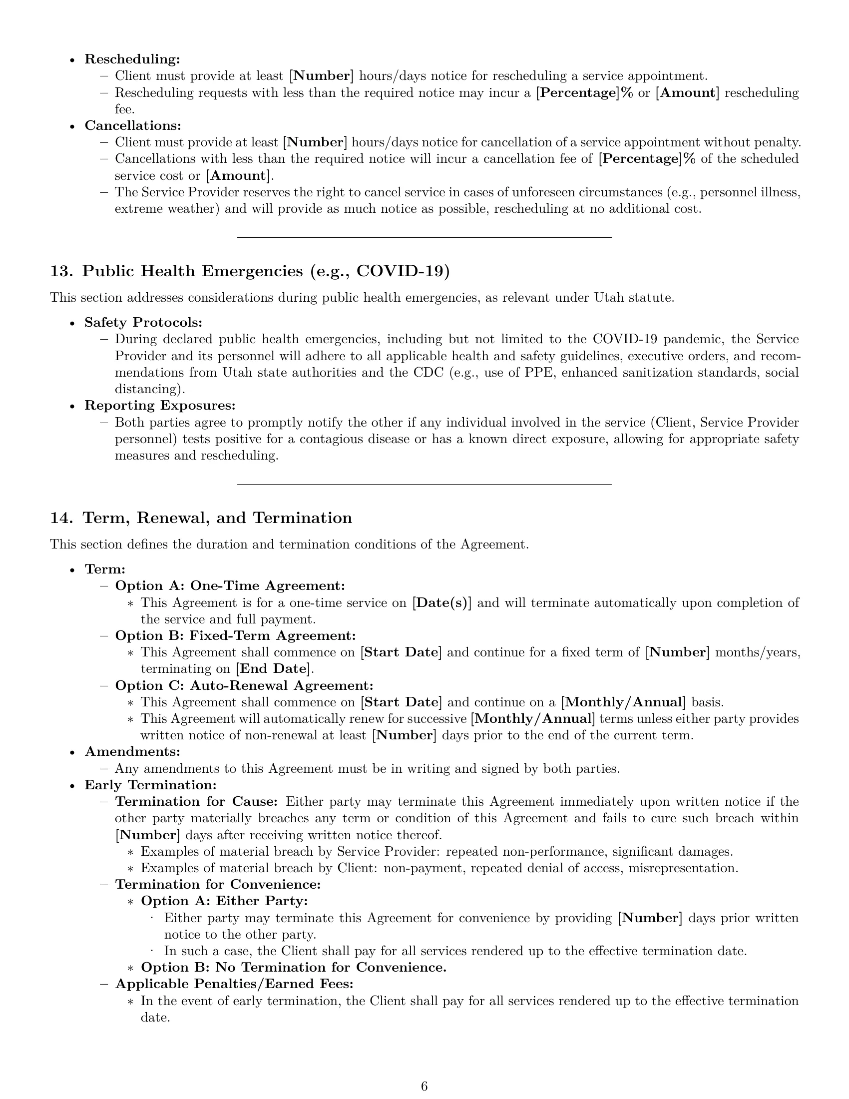 Preview page 6 of Pro Utah cleaning service contract template