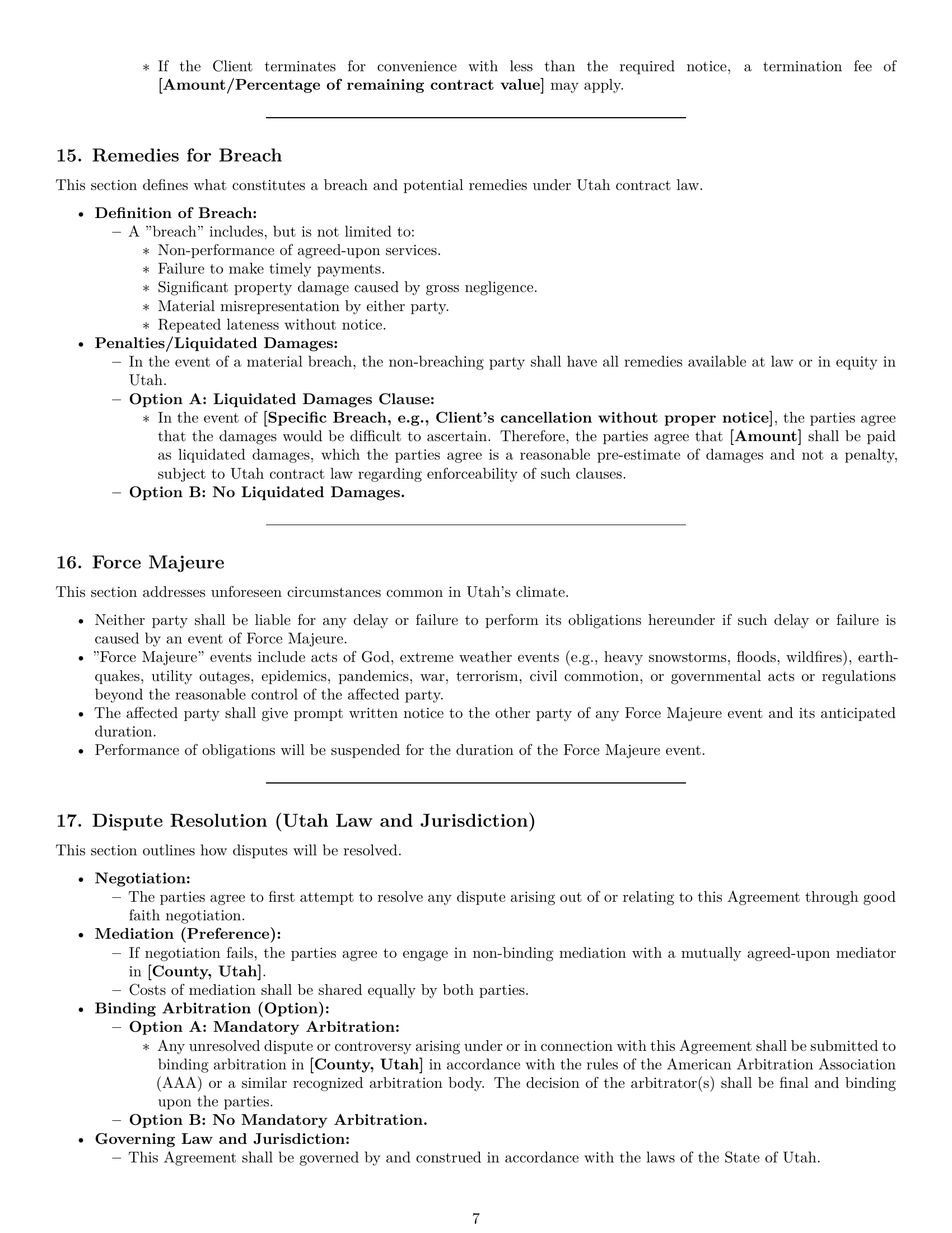 Preview page 7 of Pro Utah cleaning service contract template