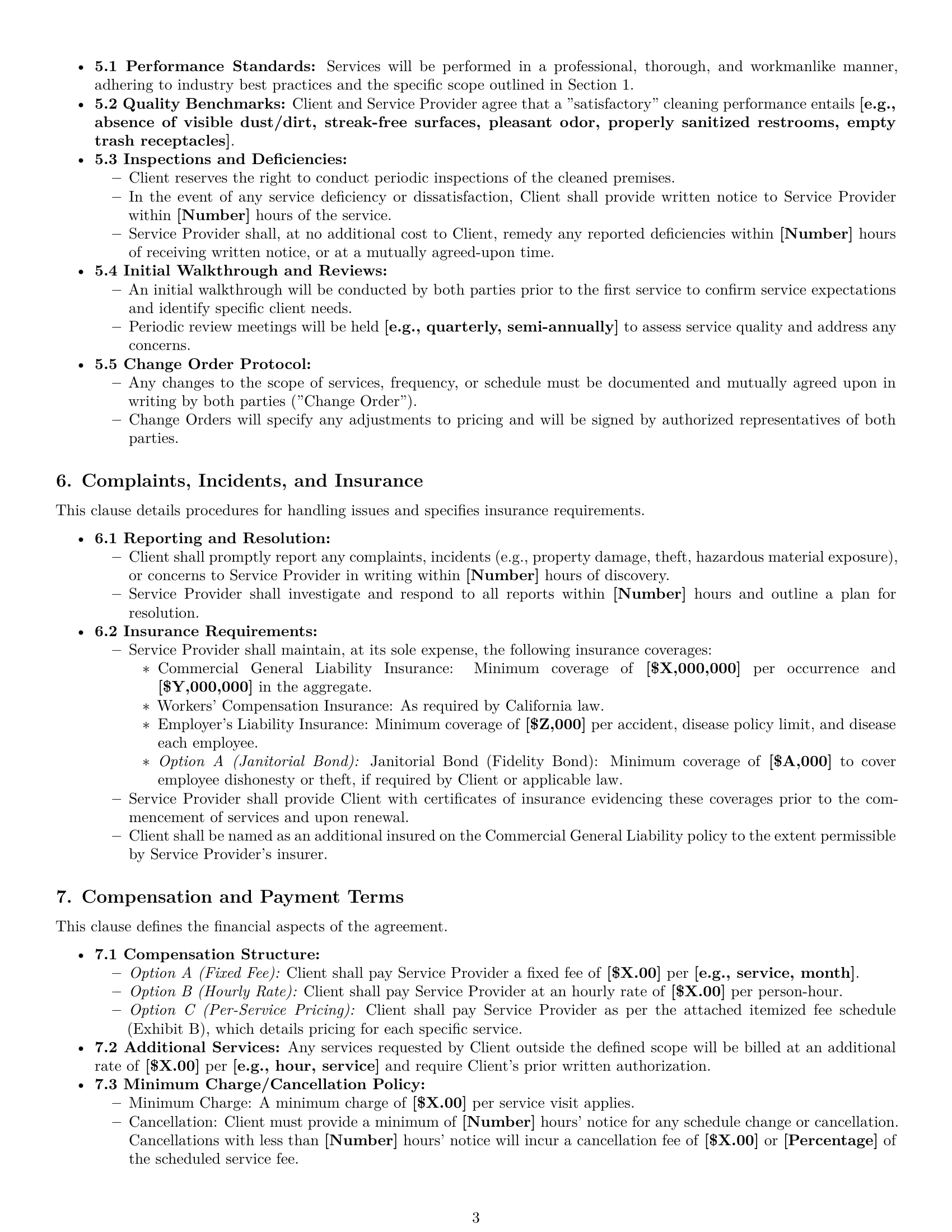 Preview page 3 of Pro California cleaning service contract template