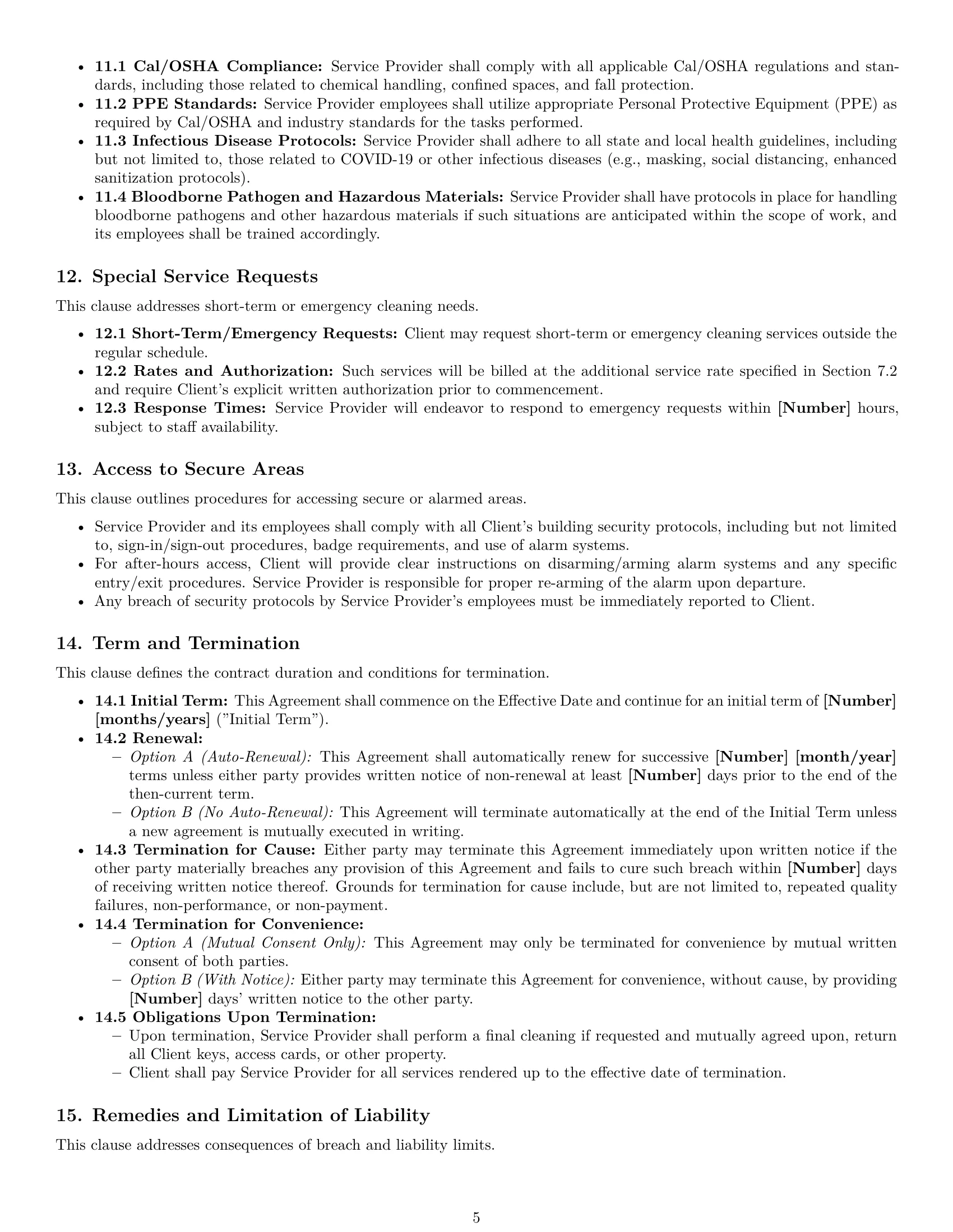 Preview page 5 of Pro California cleaning service contract template