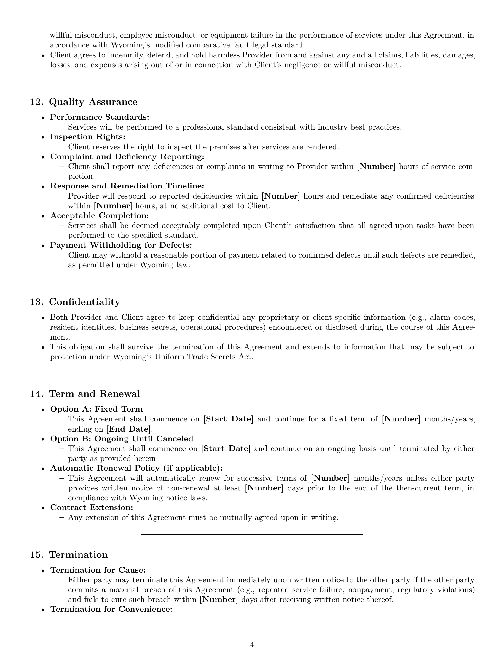 Preview page 4 of Pro Wyoming cleaning service contract template