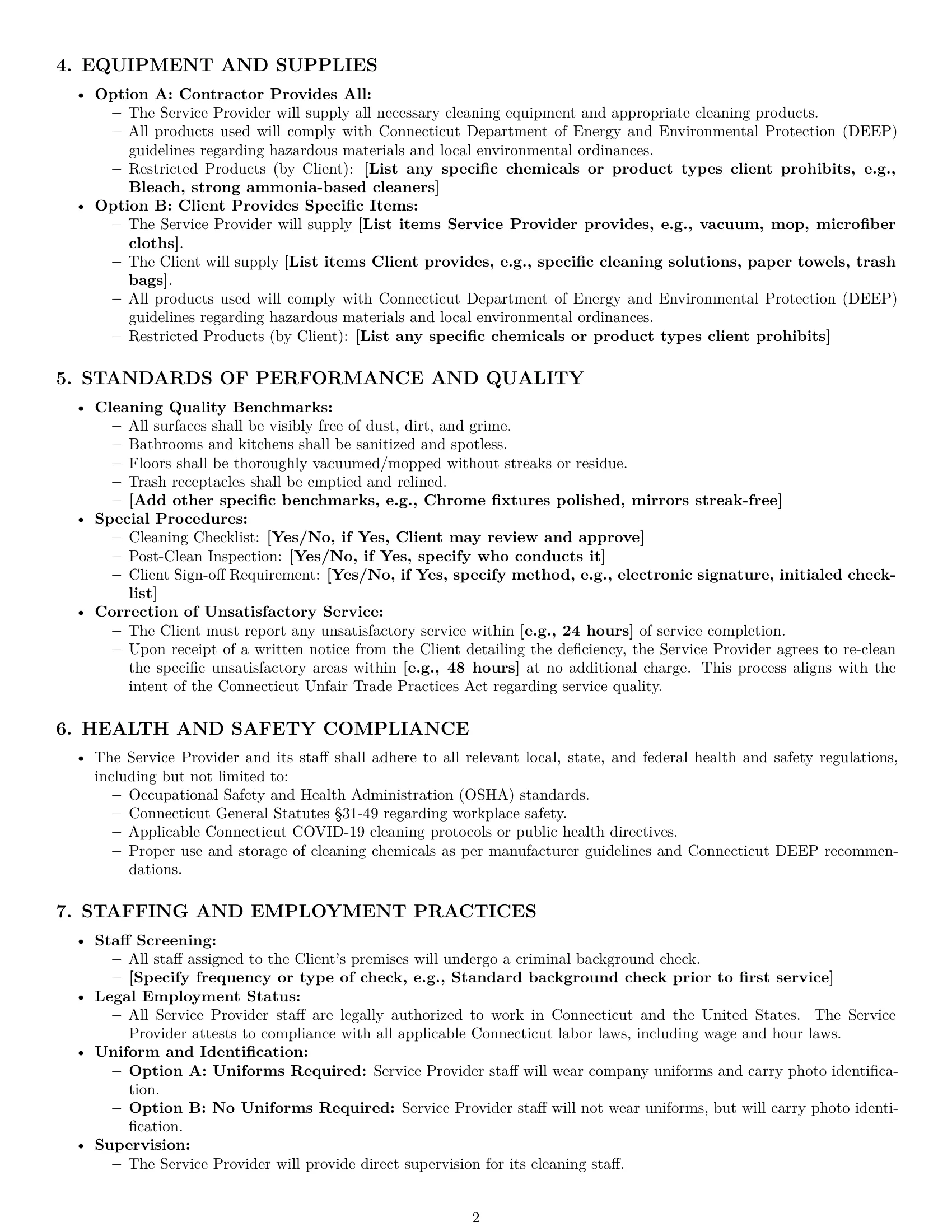 Preview page 2 of Pro Connecticut cleaning service contract template