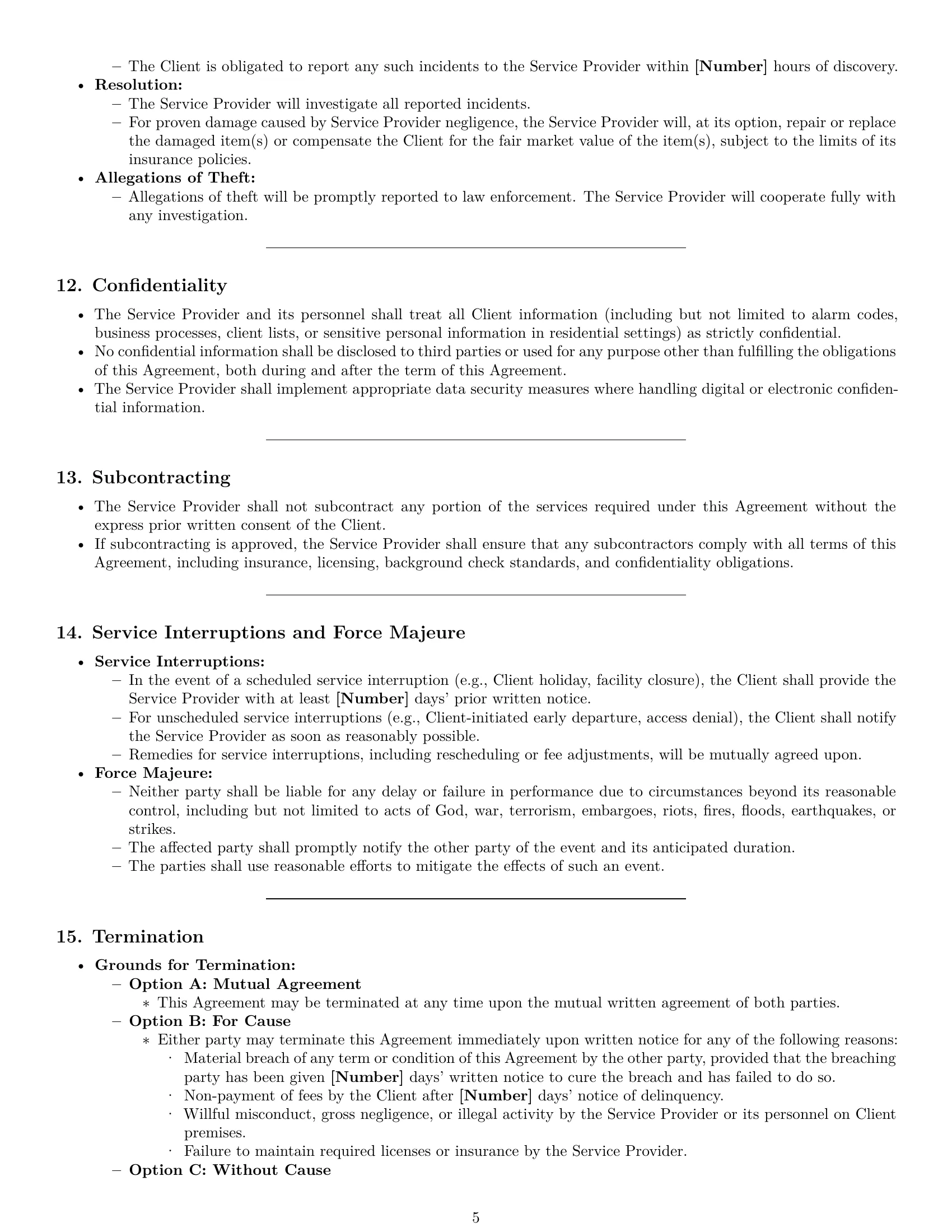 Preview page 5 of Pro Delaware cleaning service contract template