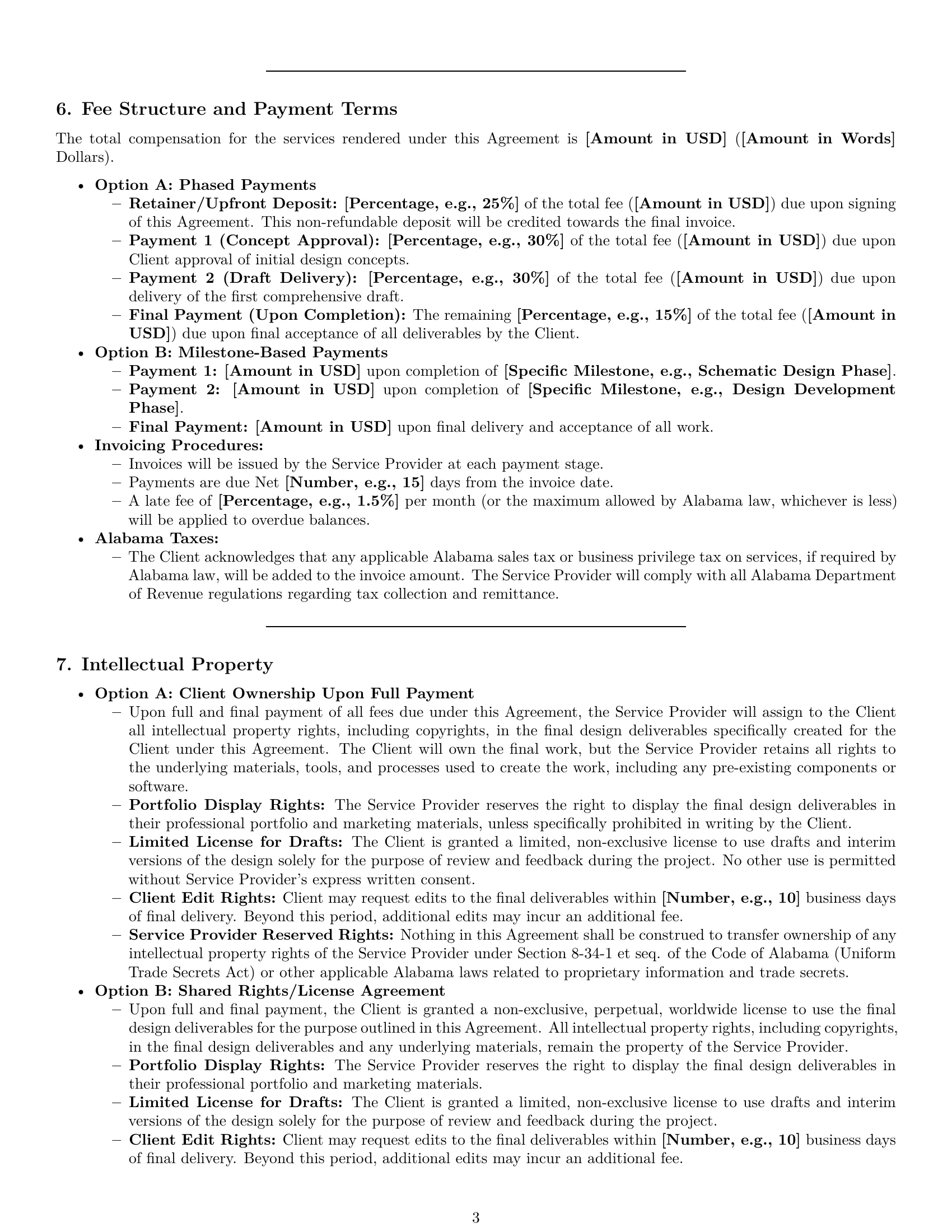 Preview page 3 of Pro Alabama design service contract template