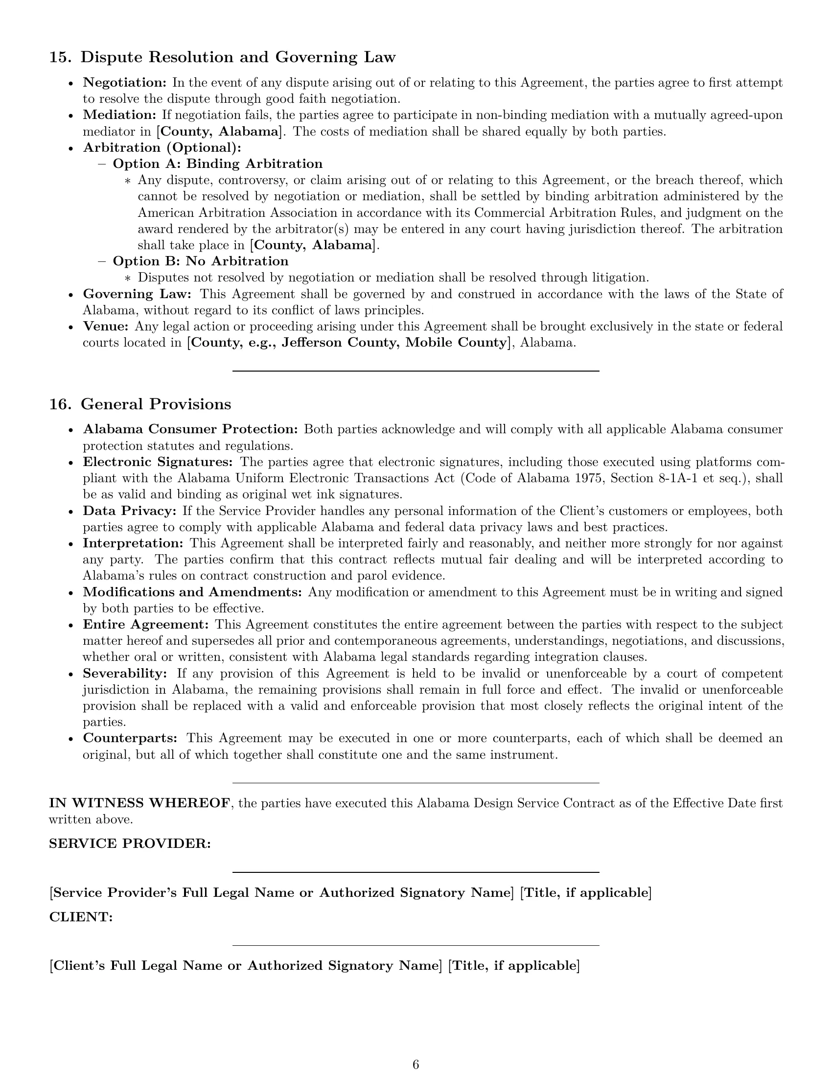 Preview page 6 of Pro Alabama design service contract template