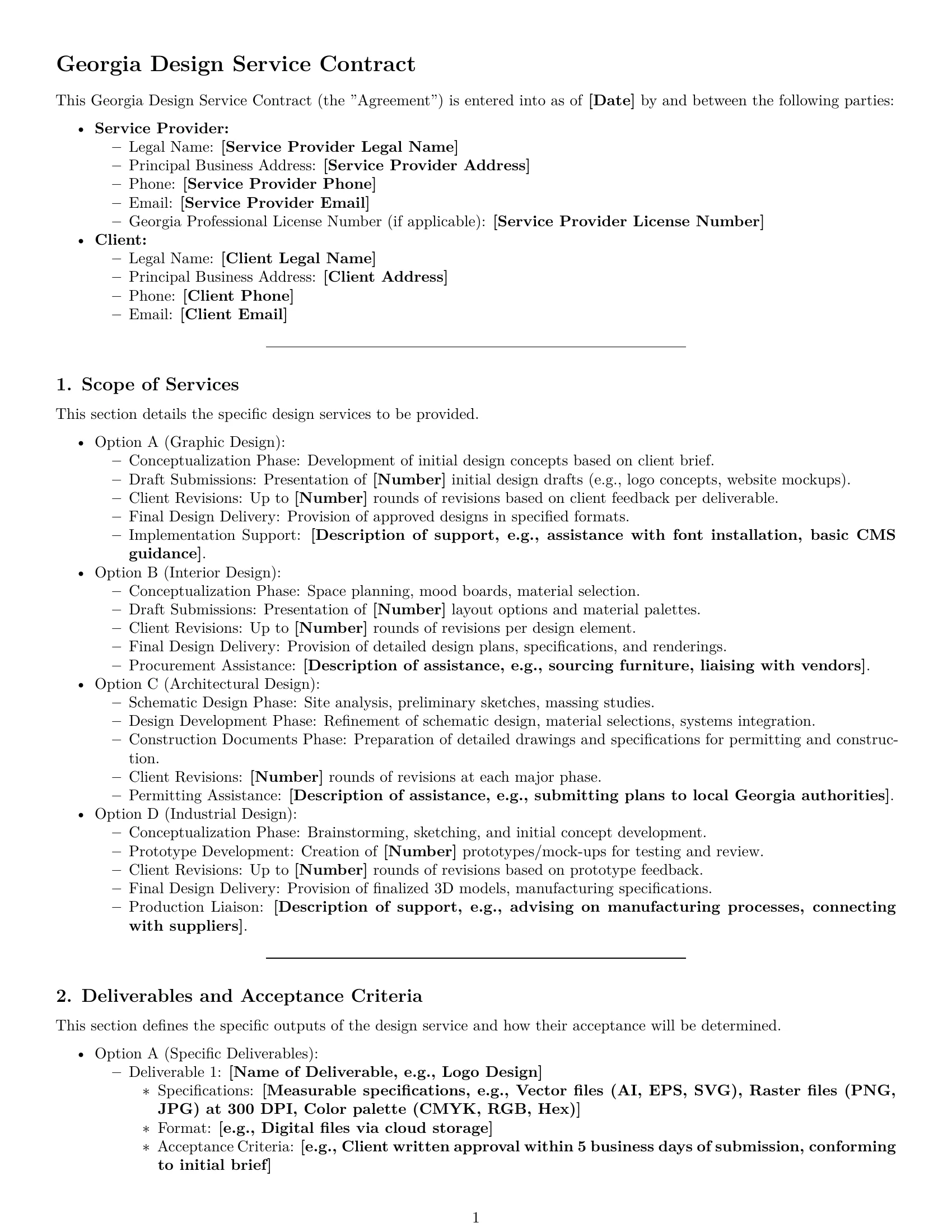 Preview page 1 of Pro Georgia design service contract template
