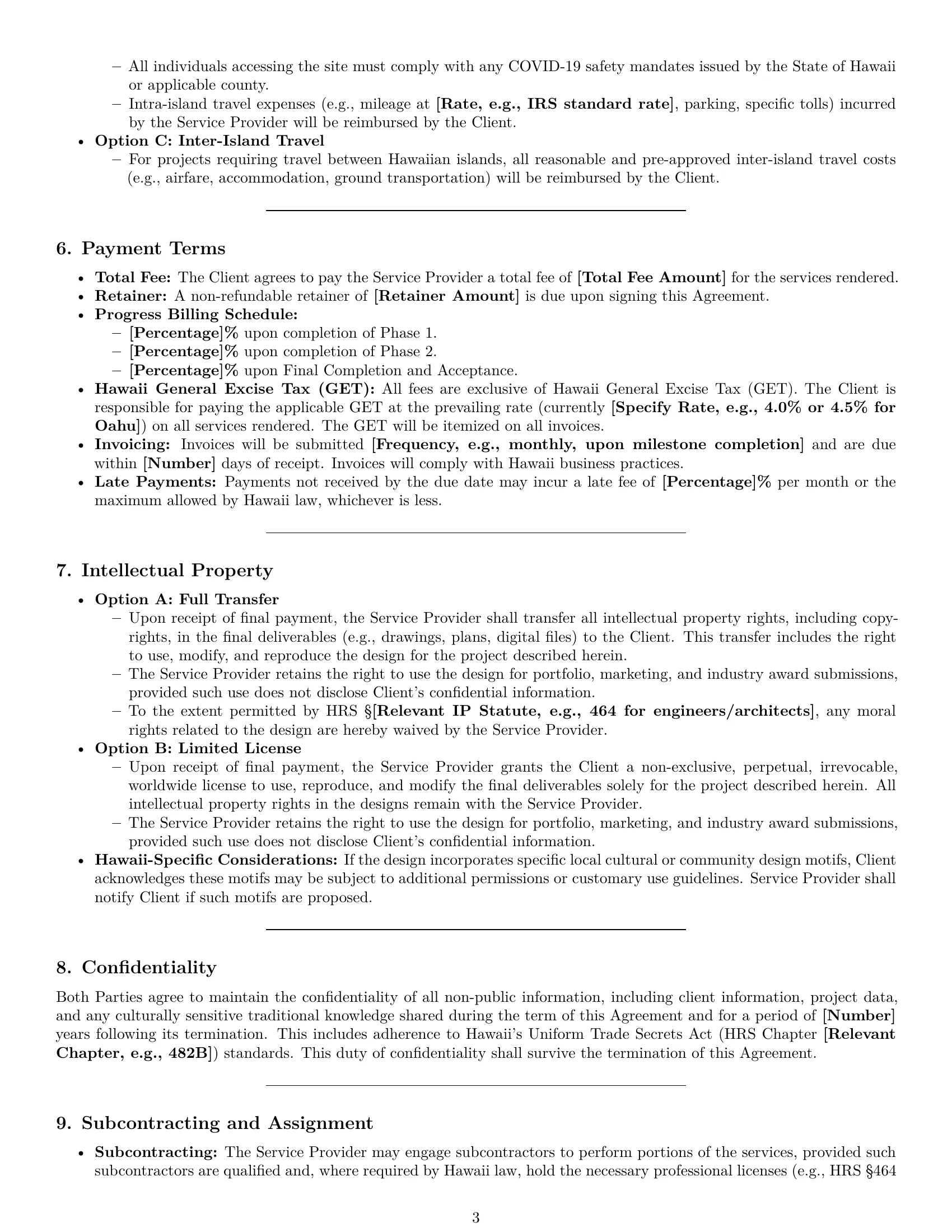 Preview page 3 of Pro Hawaii design service contract template