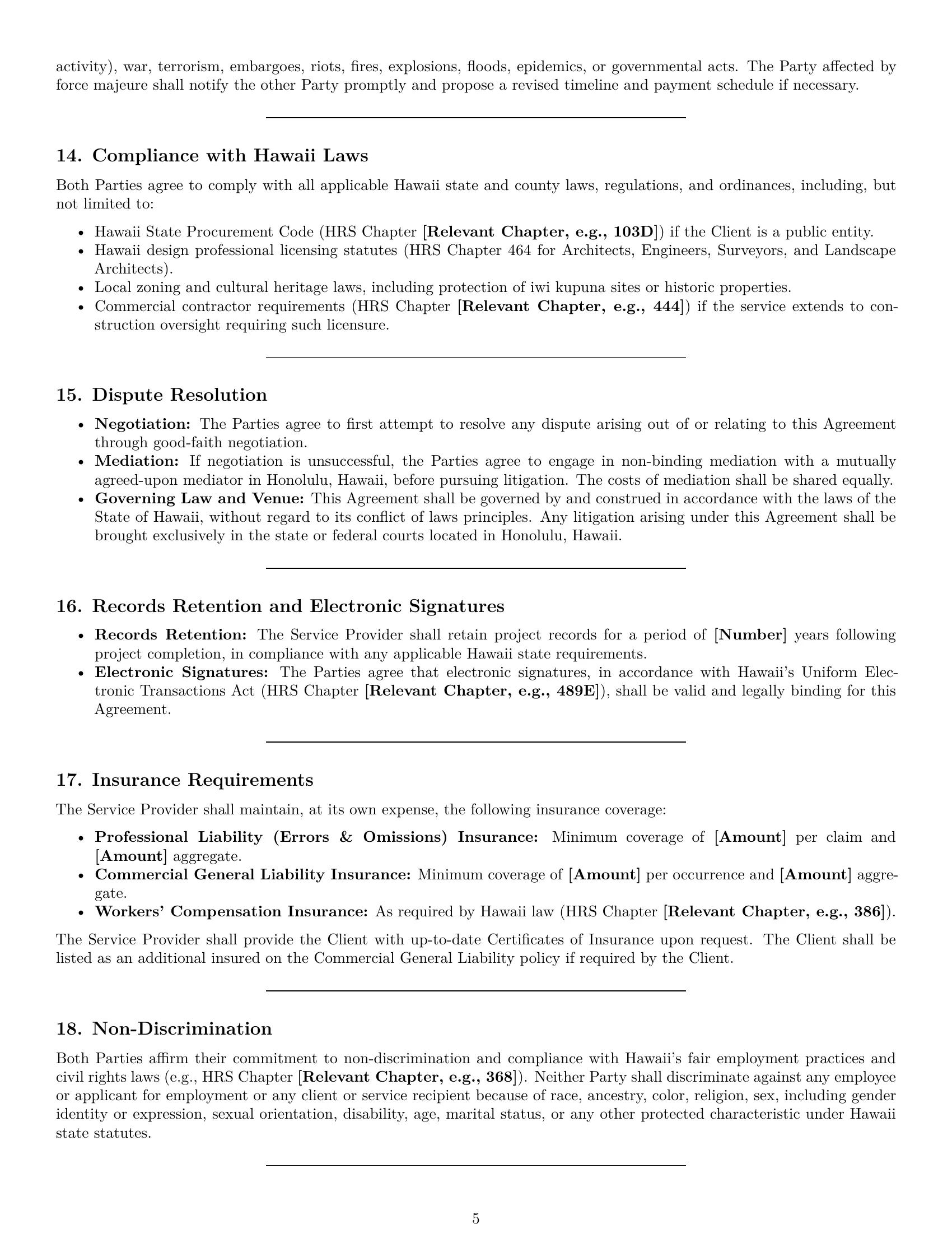 Preview page 5 of Pro Hawaii design service contract template