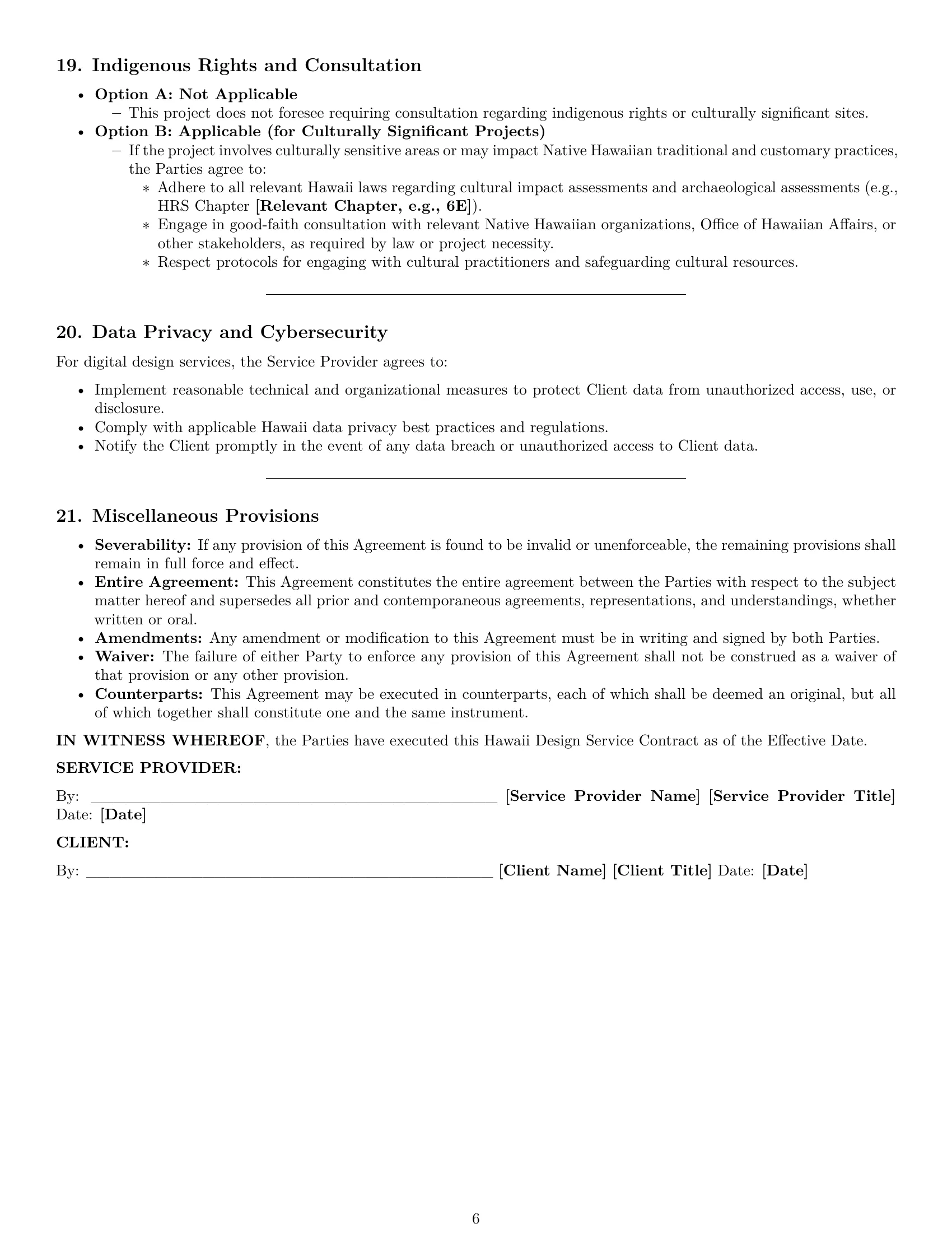 Preview page 6 of Pro Hawaii design service contract template