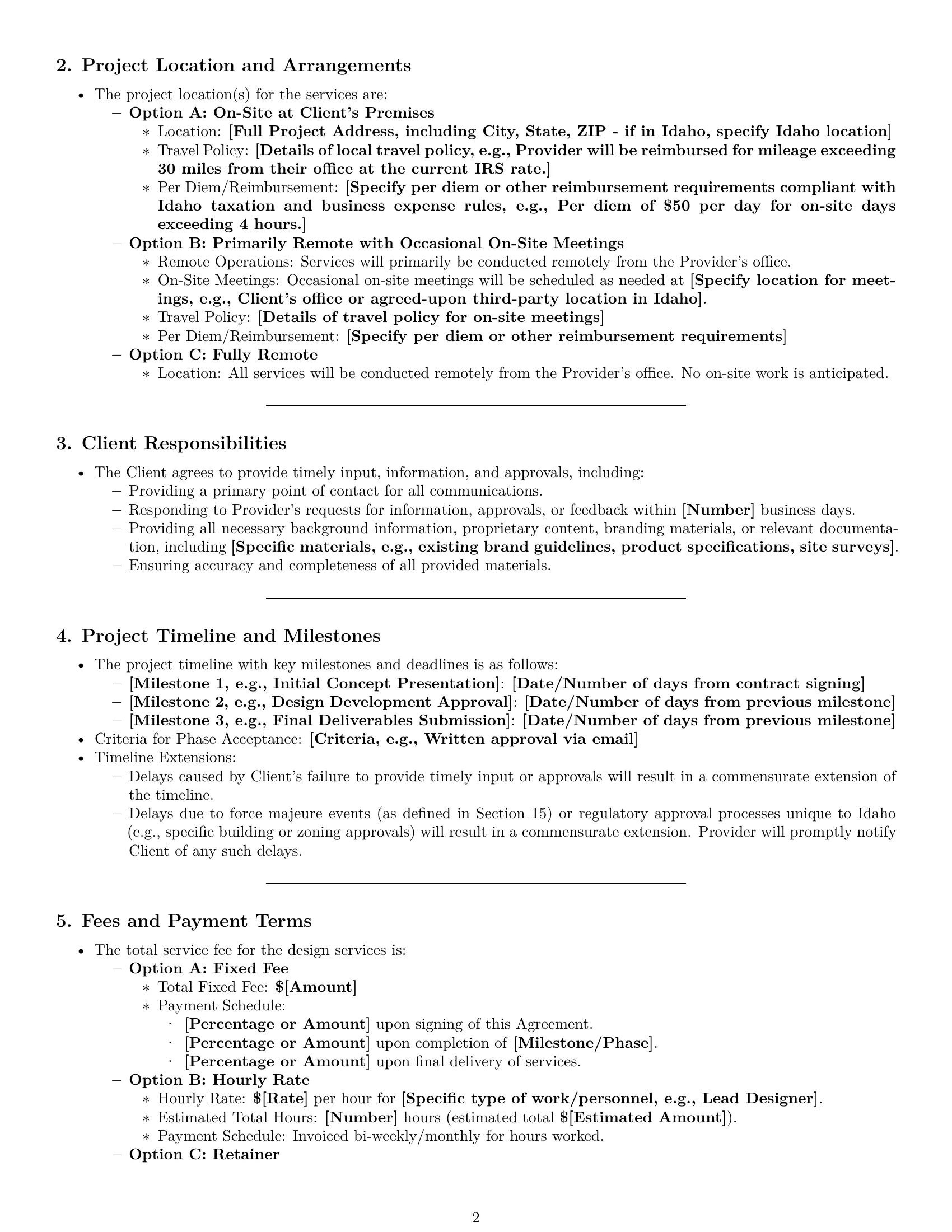 Preview page 2 of Pro Idaho design service contract template