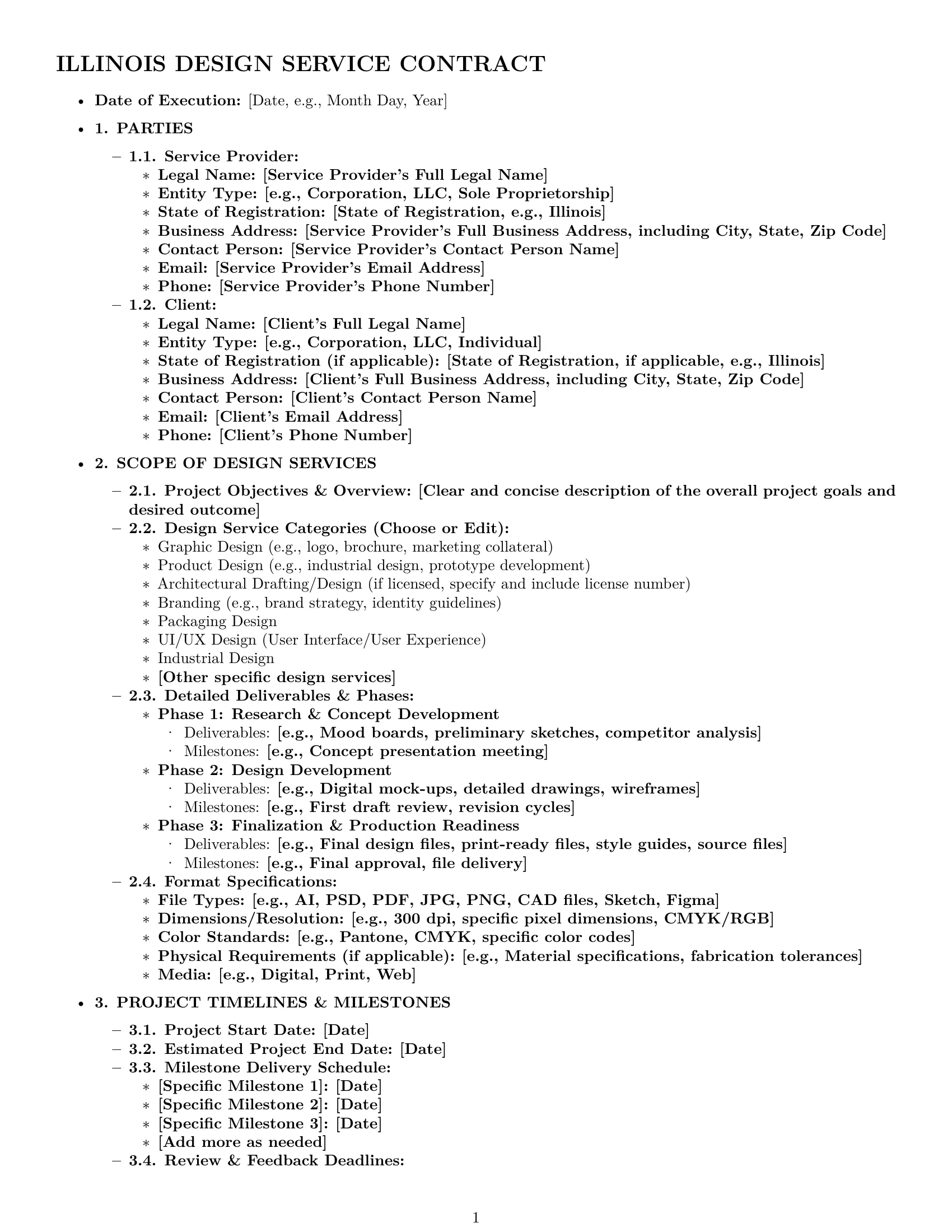 Preview page 1 of Pro Illinois design service contract template