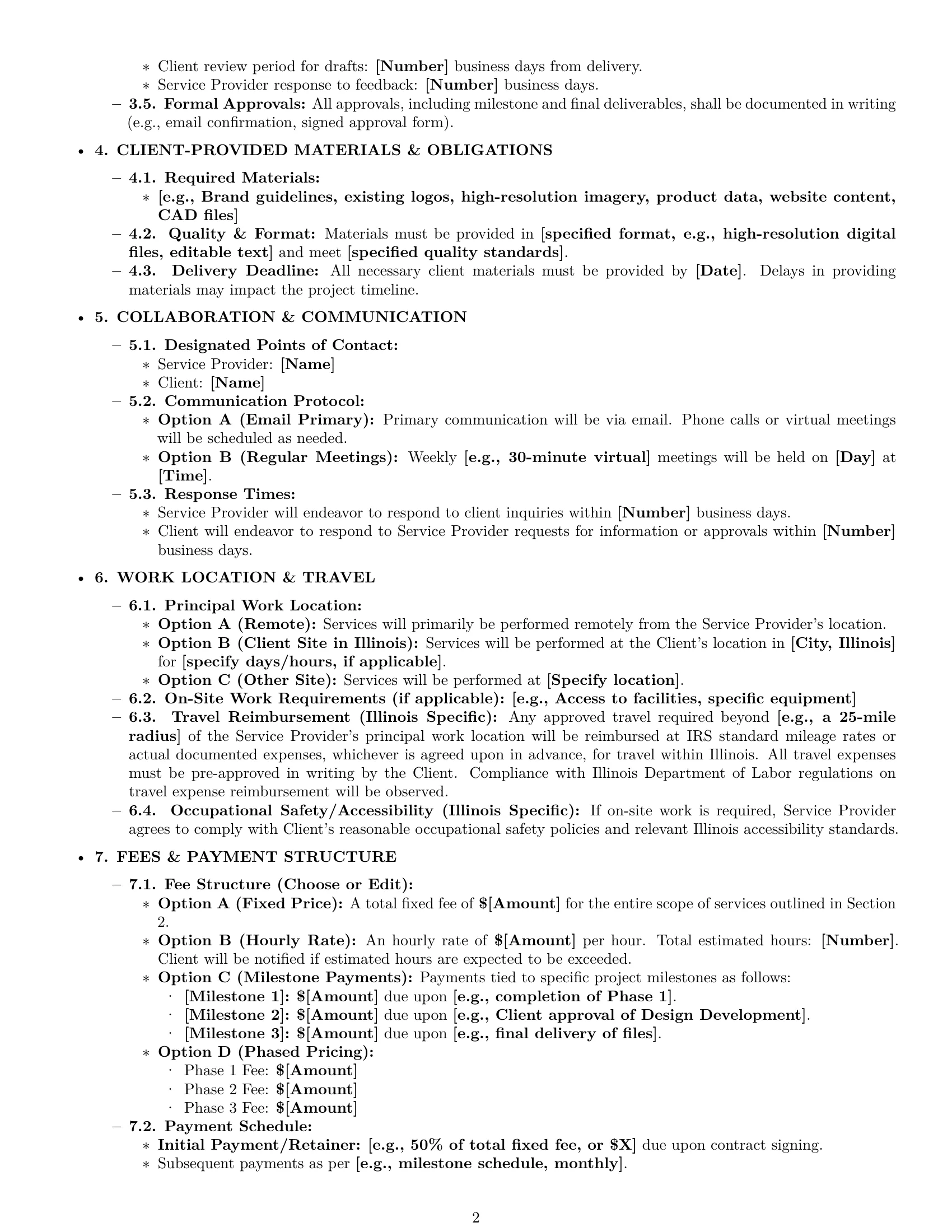Preview page 2 of Pro Illinois design service contract template