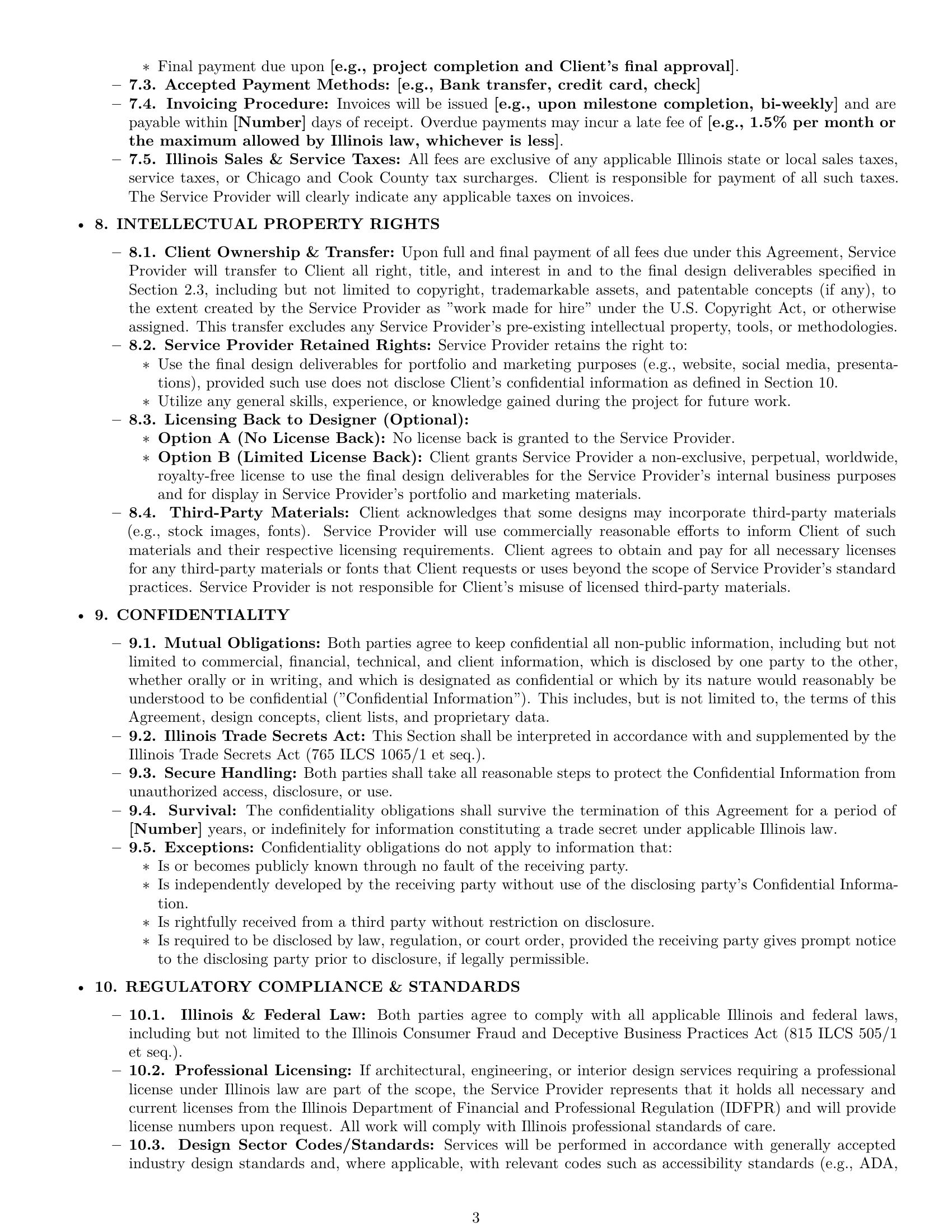 Preview page 3 of Pro Illinois design service contract template