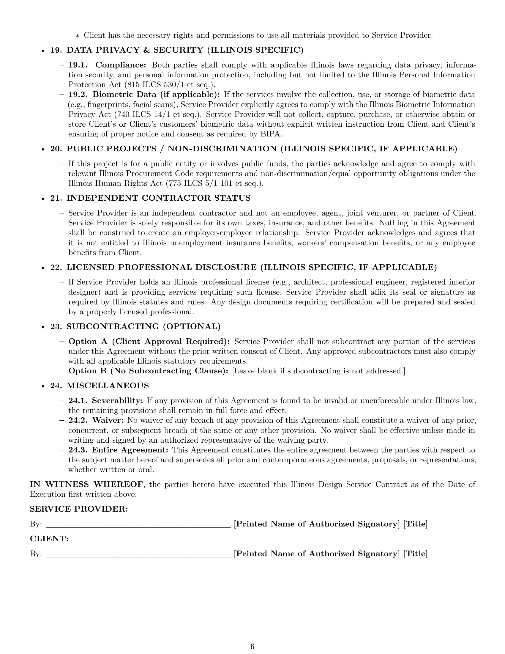 Preview page 6 of Pro Illinois design service contract template