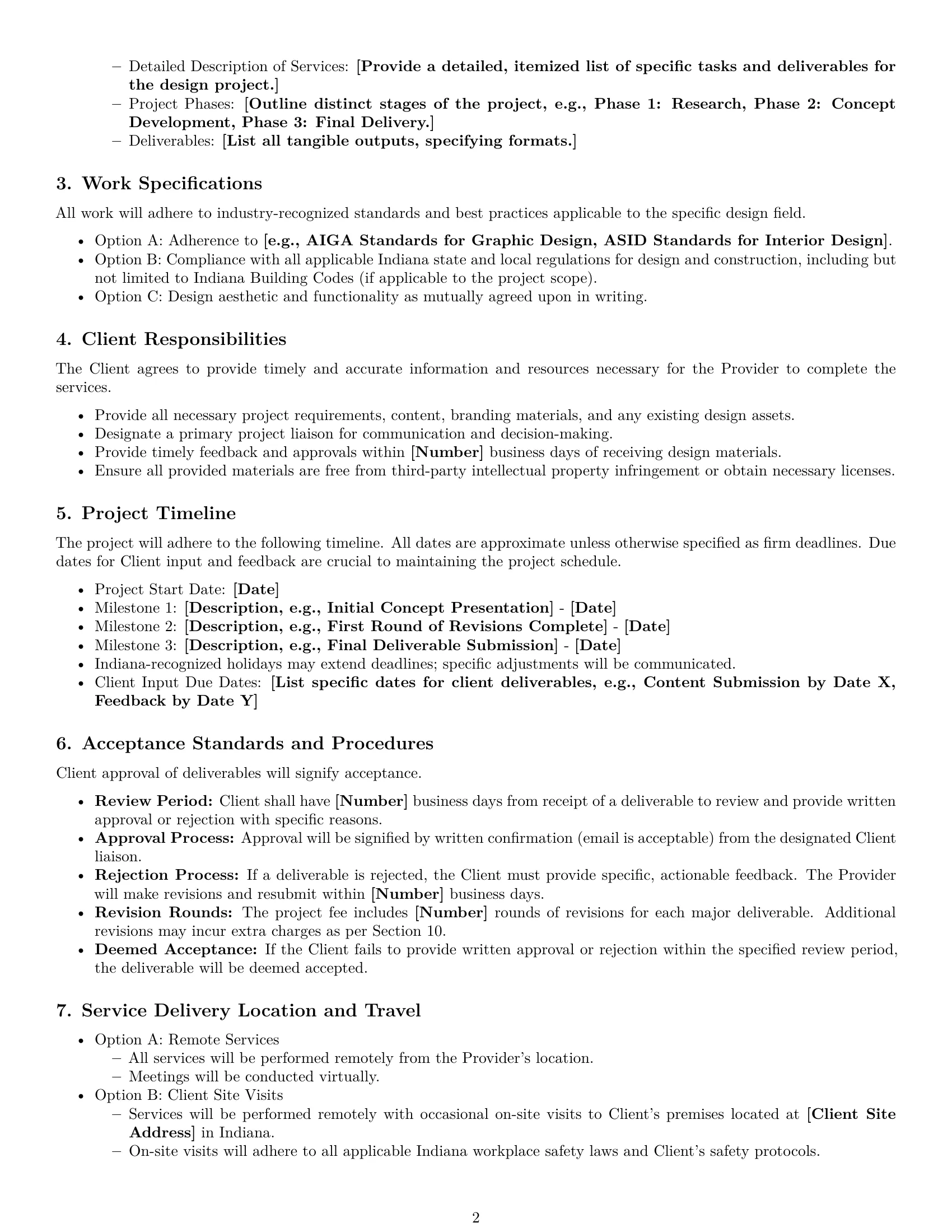 Preview page 2 of Pro Indiana design service contract template