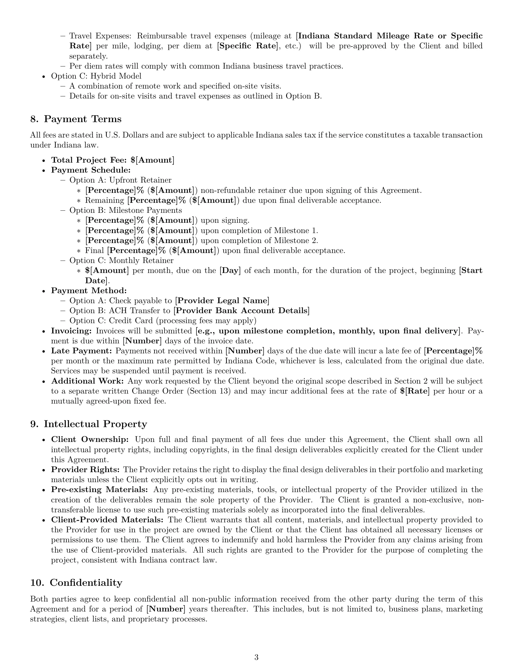 Preview page 3 of Pro Indiana design service contract template