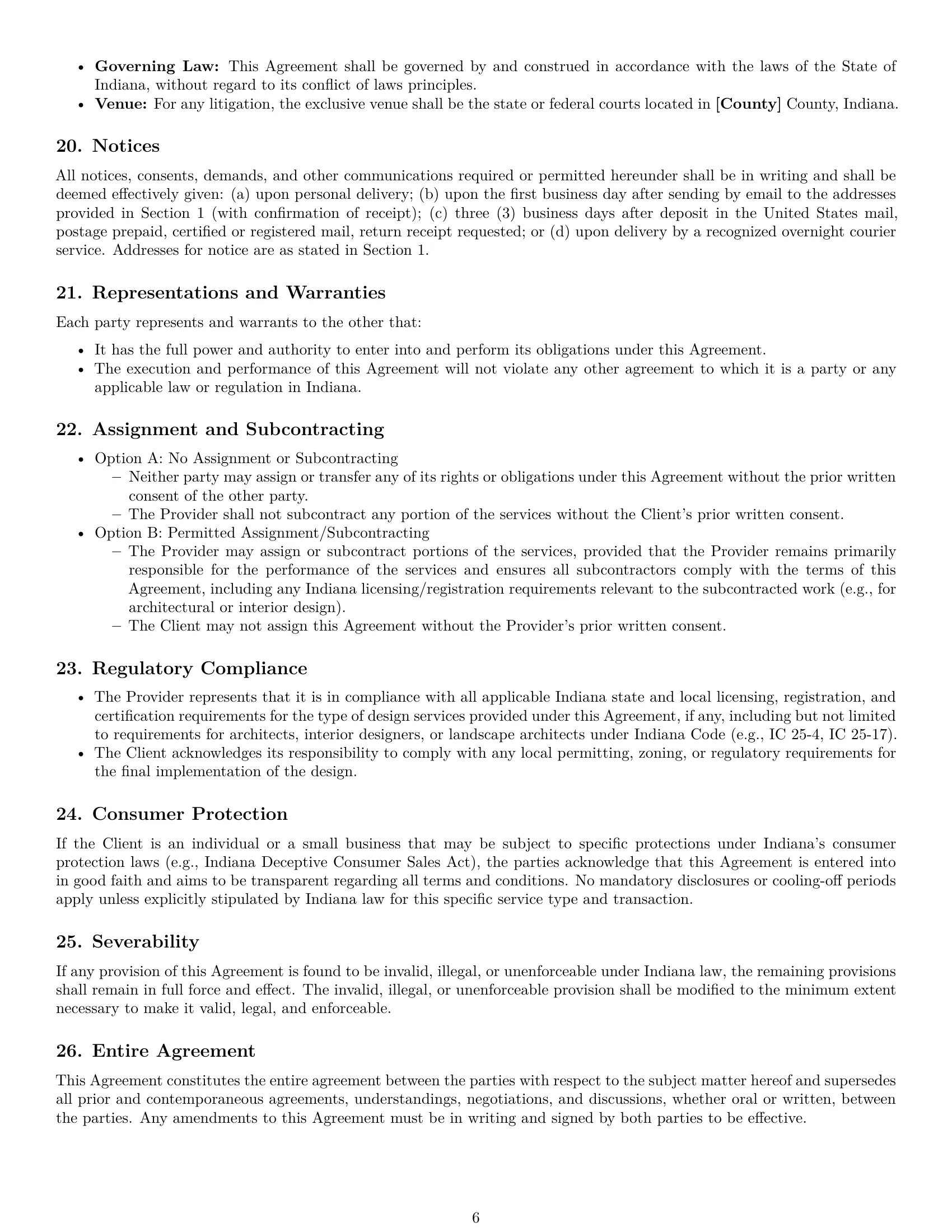 Preview page 6 of Pro Indiana design service contract template