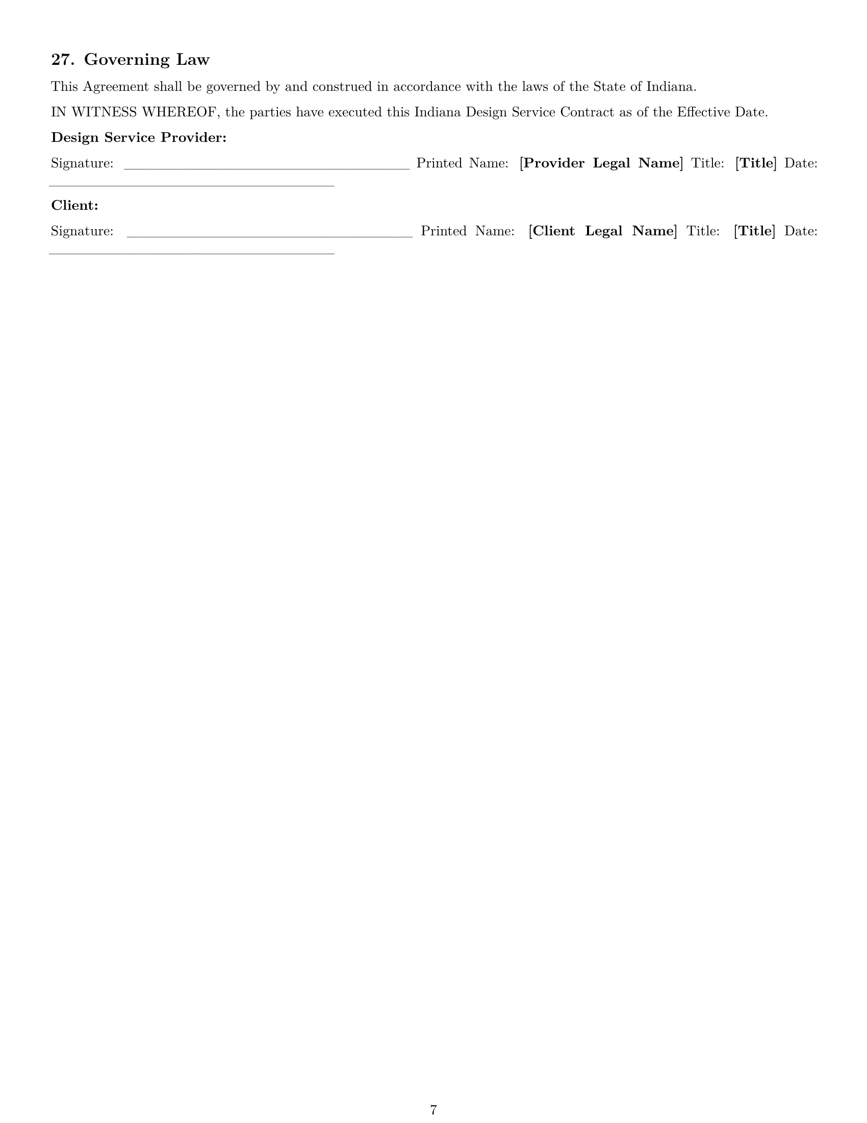 Preview page 7 of Pro Indiana design service contract template