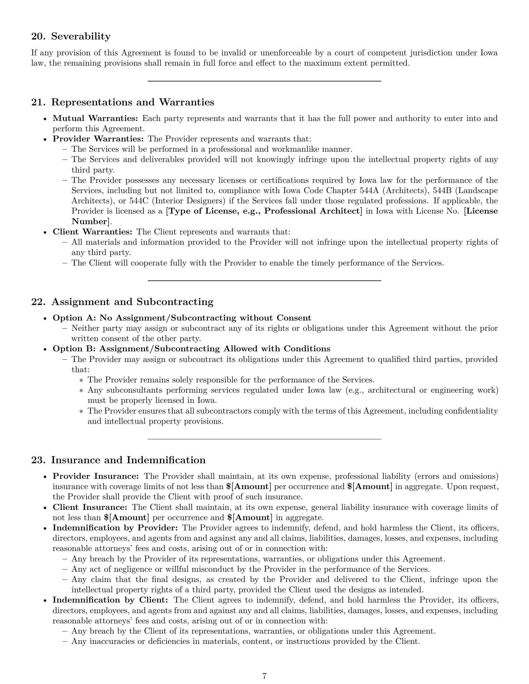 Preview page 7 of Pro Iowa design service contract template
