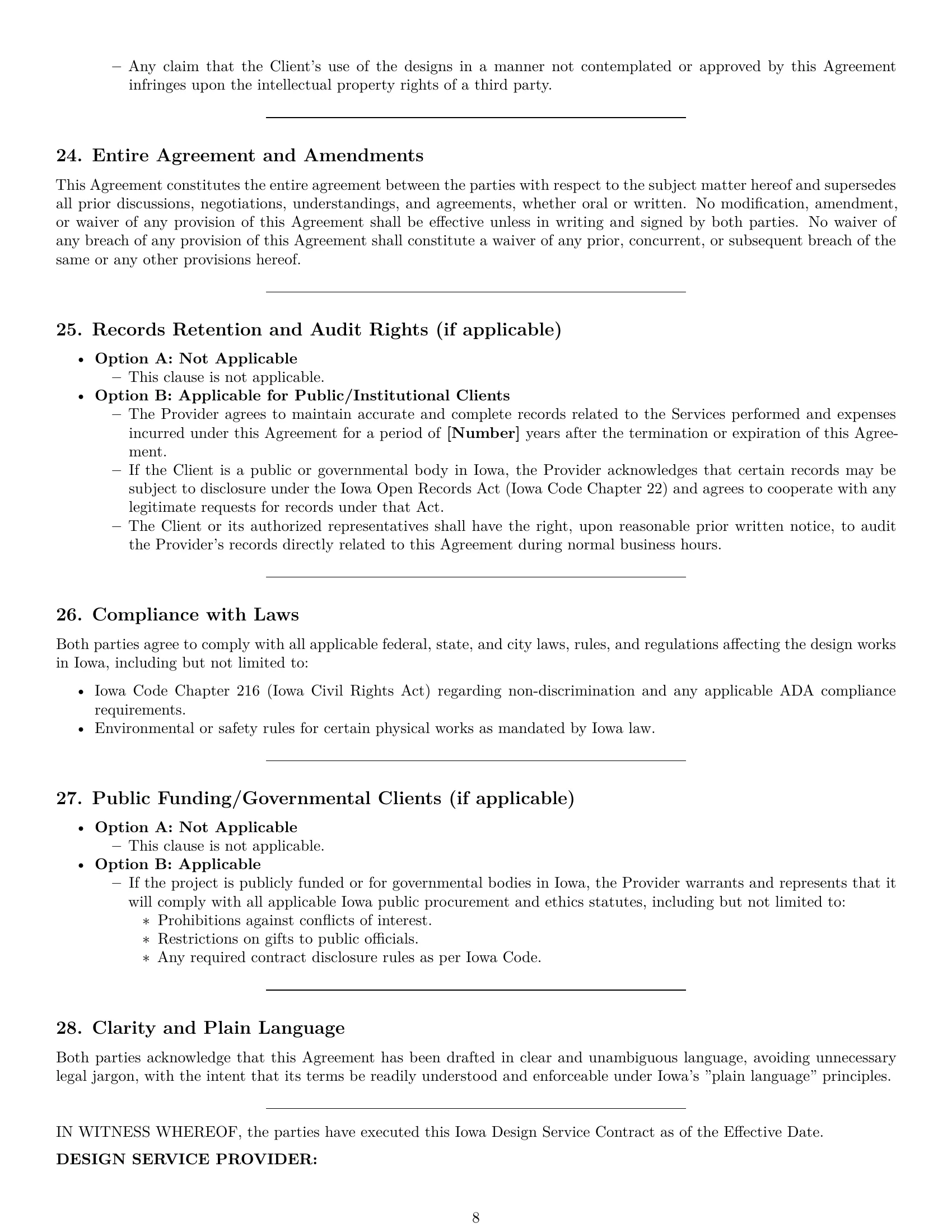 Preview page 8 of Pro Iowa design service contract template