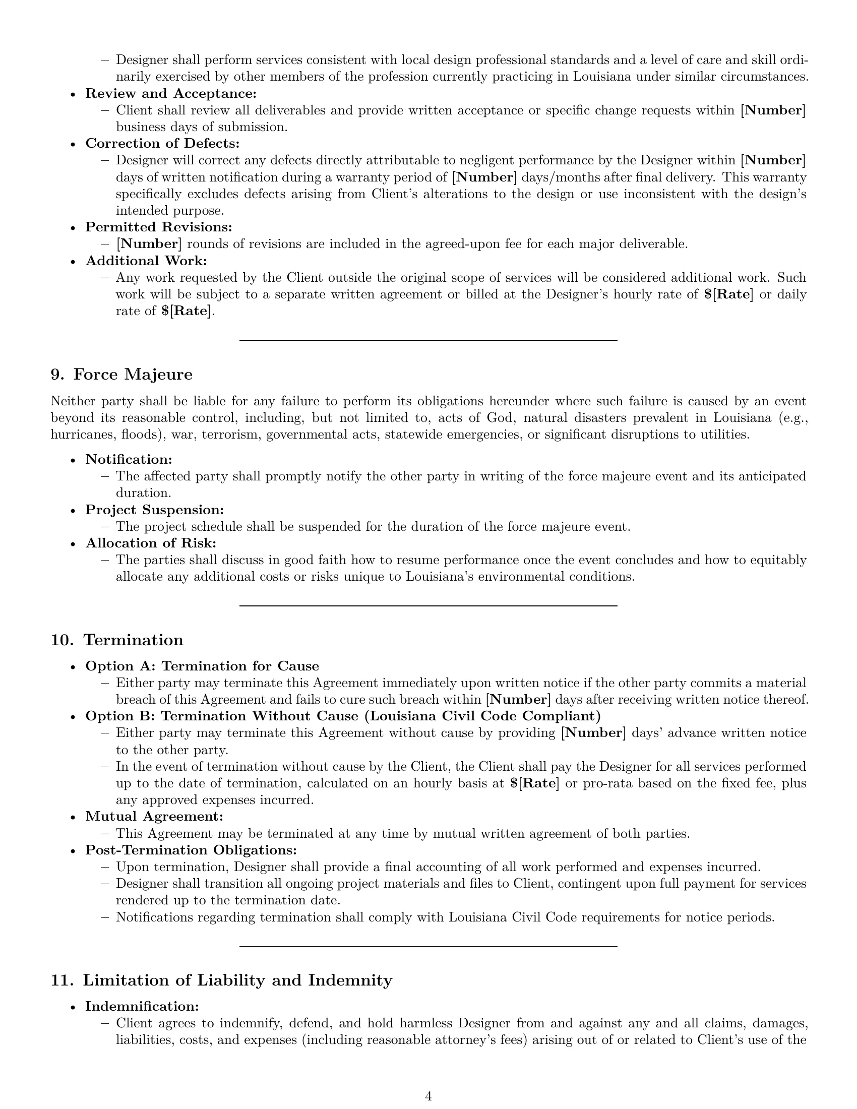 Preview page 4 of Pro Louisiana design service contract template