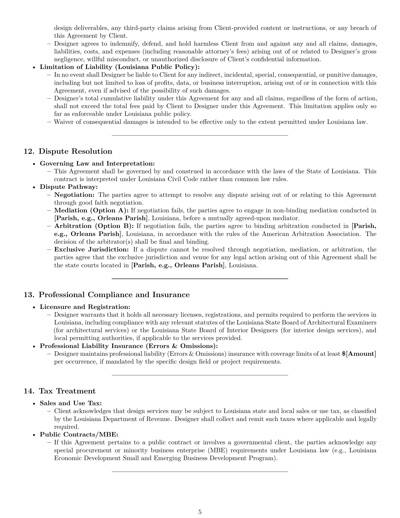 Preview page 5 of Pro Louisiana design service contract template