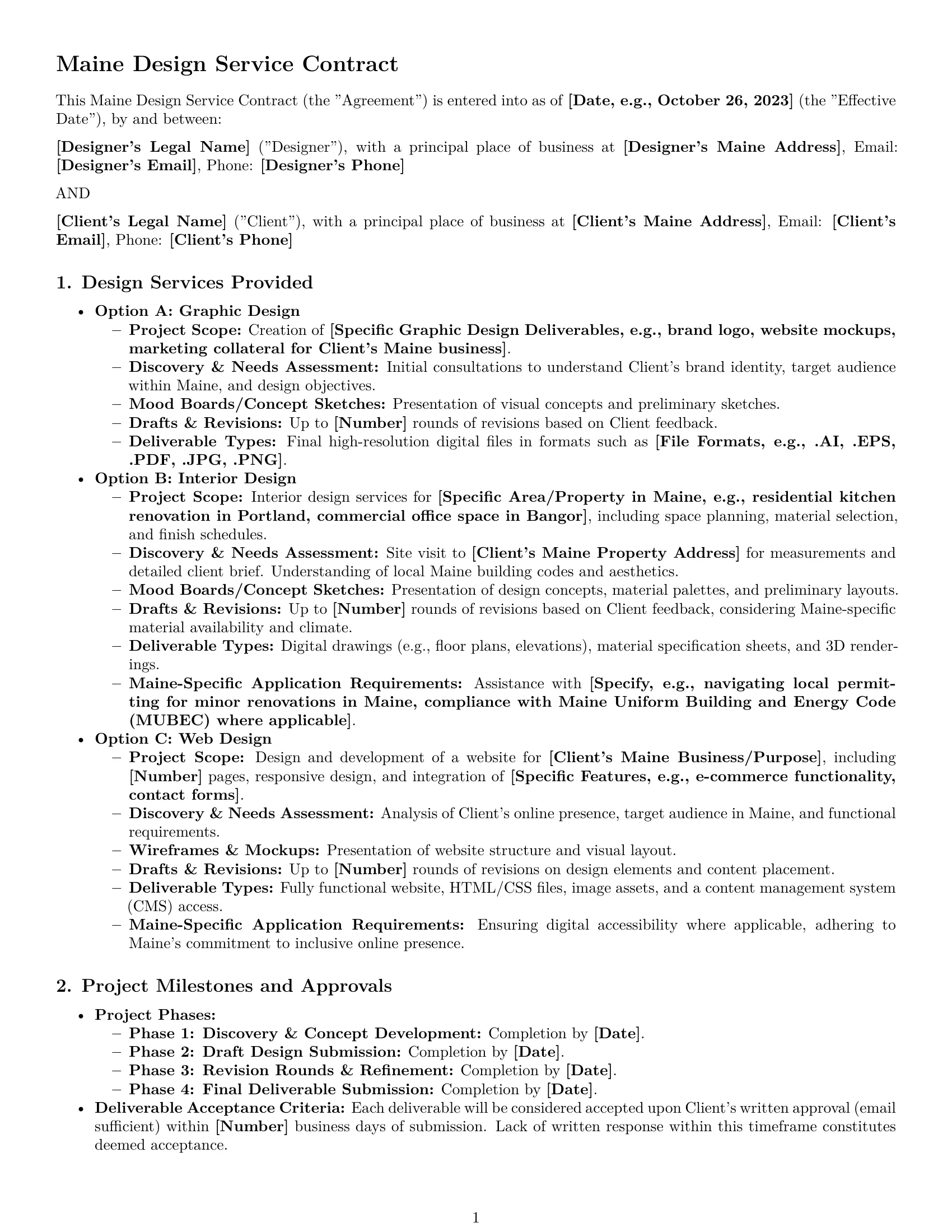 Preview page 1 of Pro Maine design service contract template