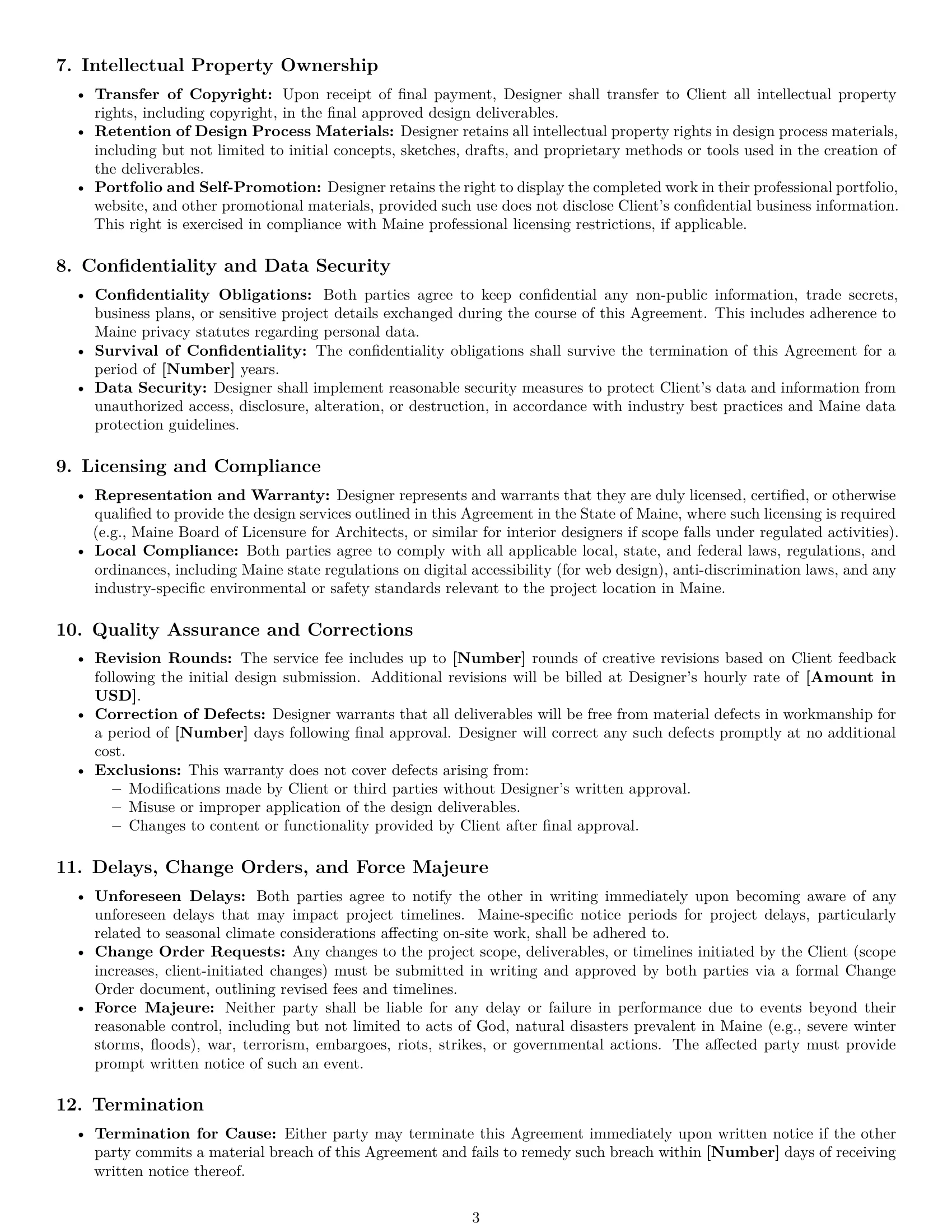 Preview page 3 of Pro Maine design service contract template