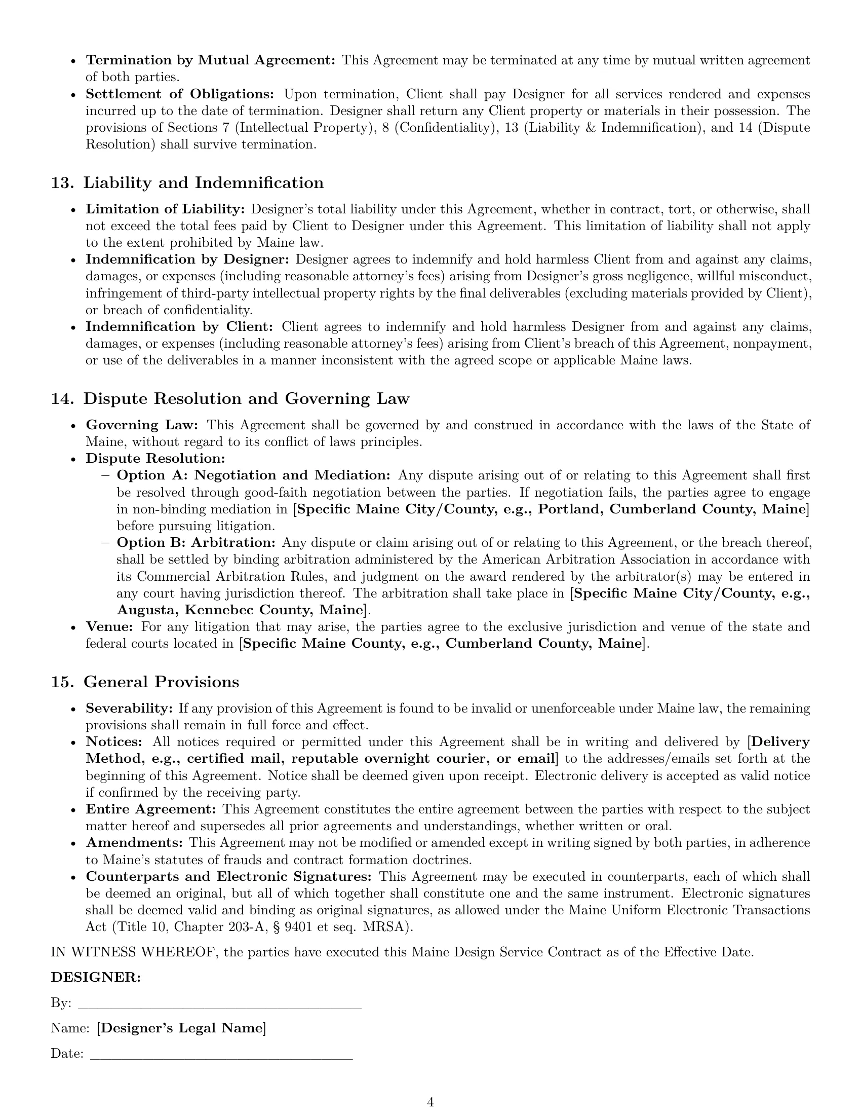 Preview page 4 of Pro Maine design service contract template