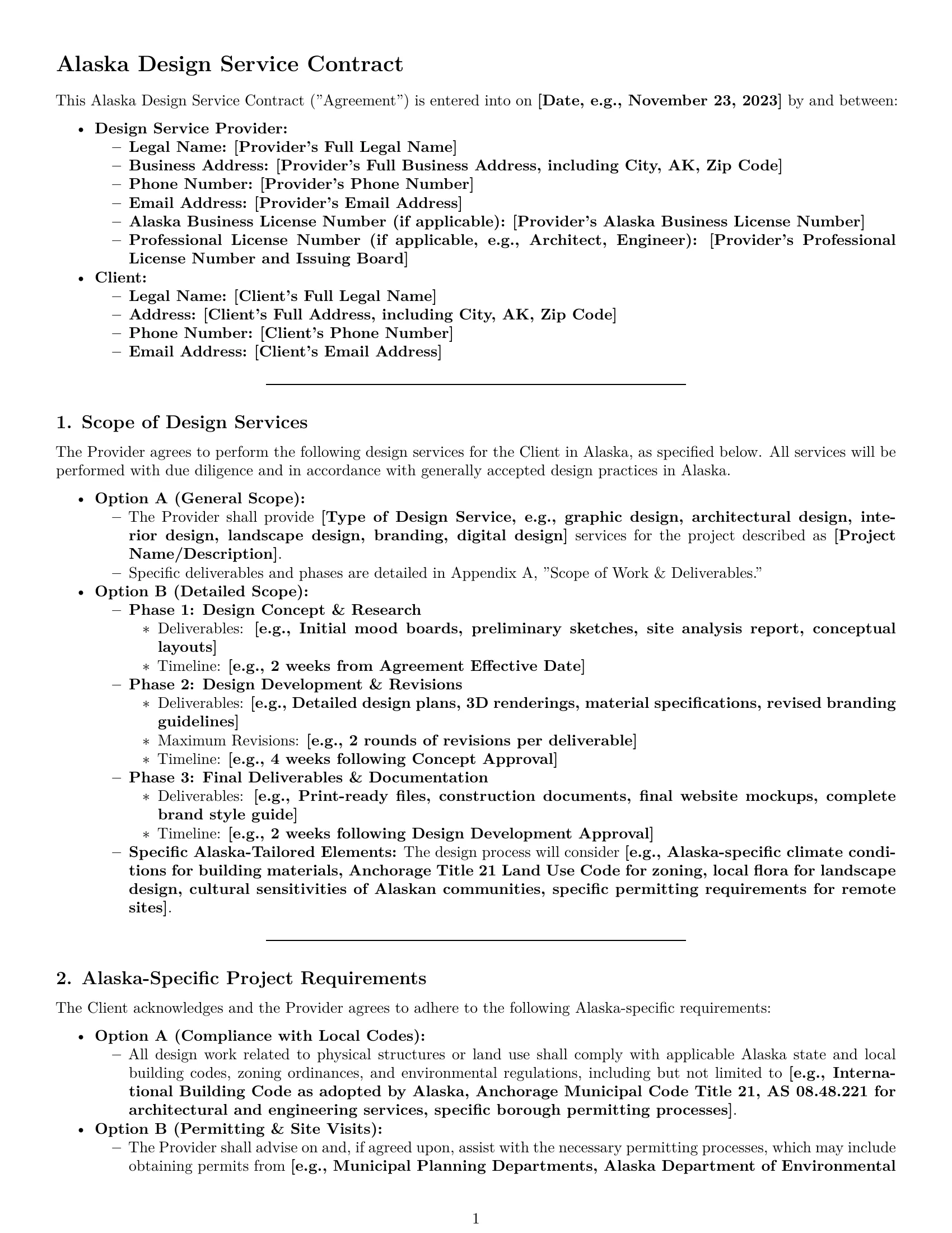 Preview page 1 of Pro Alaska design service contract template