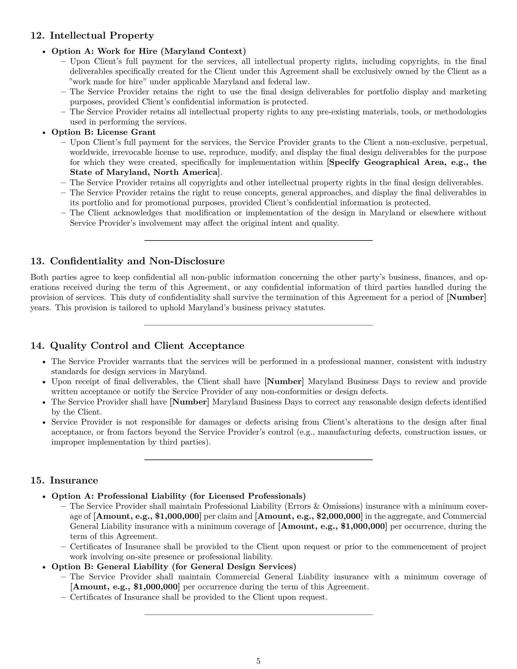 Preview page 5 of Pro Maryland design service contract template
