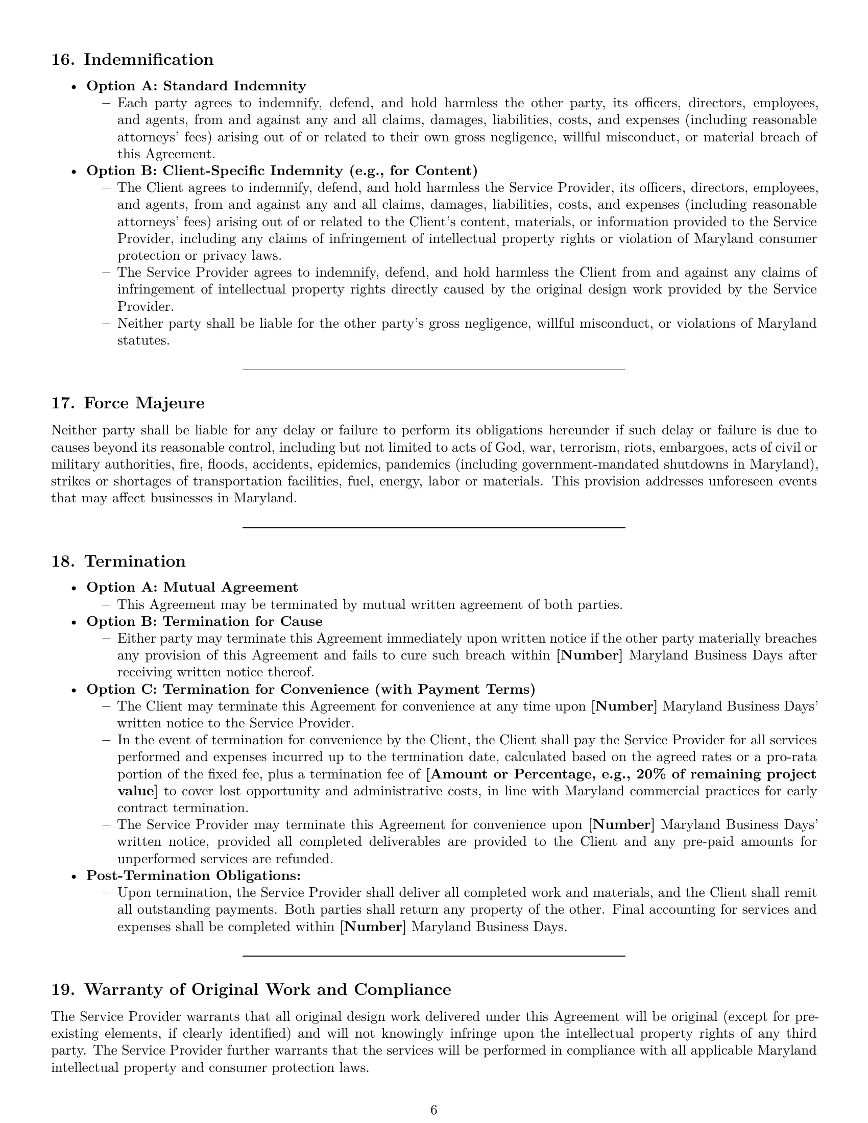 Preview page 6 of Pro Maryland design service contract template