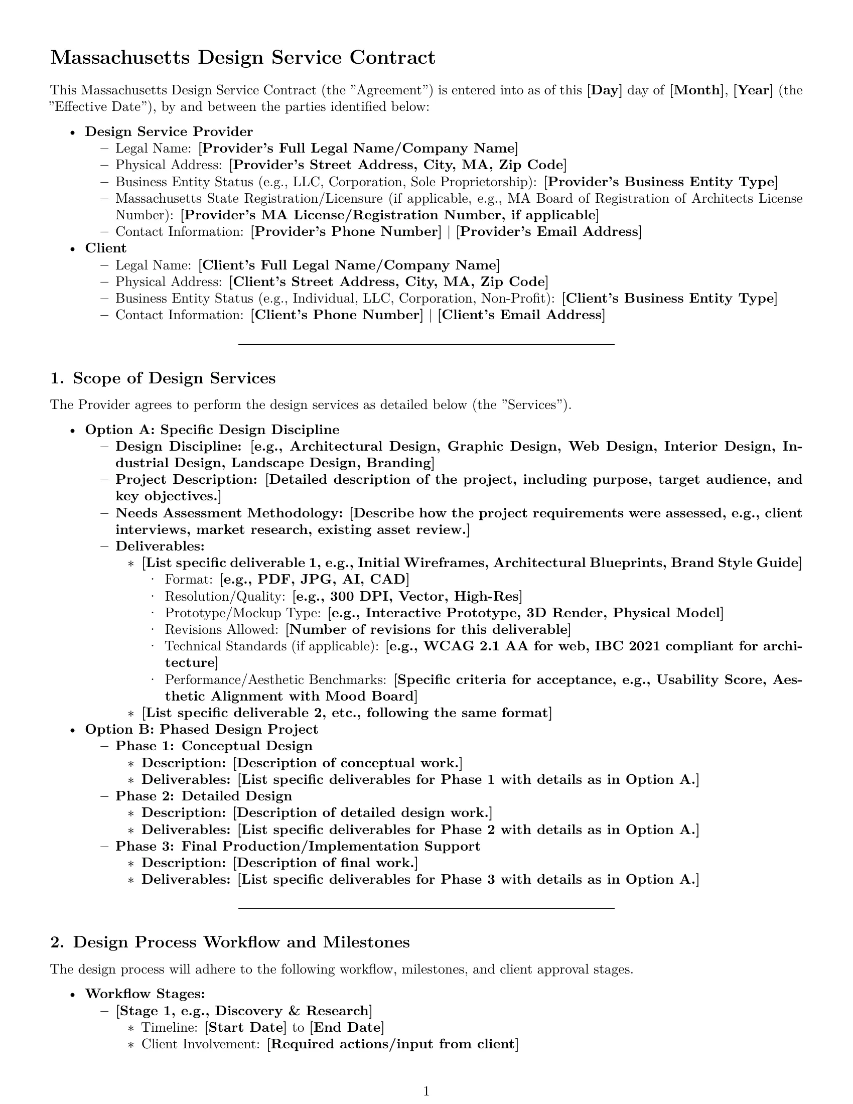 Preview page 1 of Pro Massachusetts design service contract template