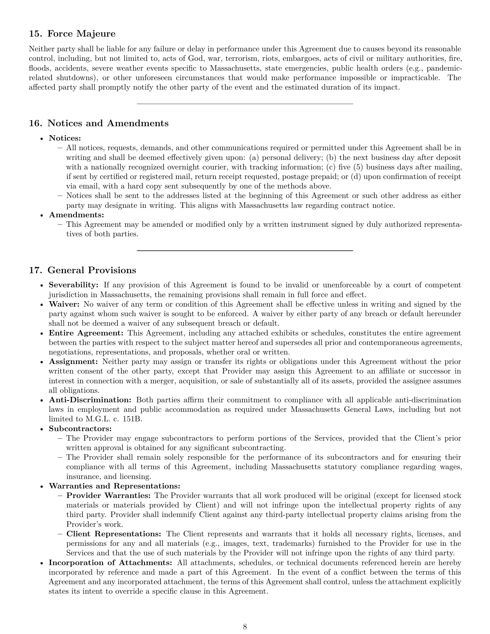 Preview page 8 of Pro Massachusetts design service contract template
