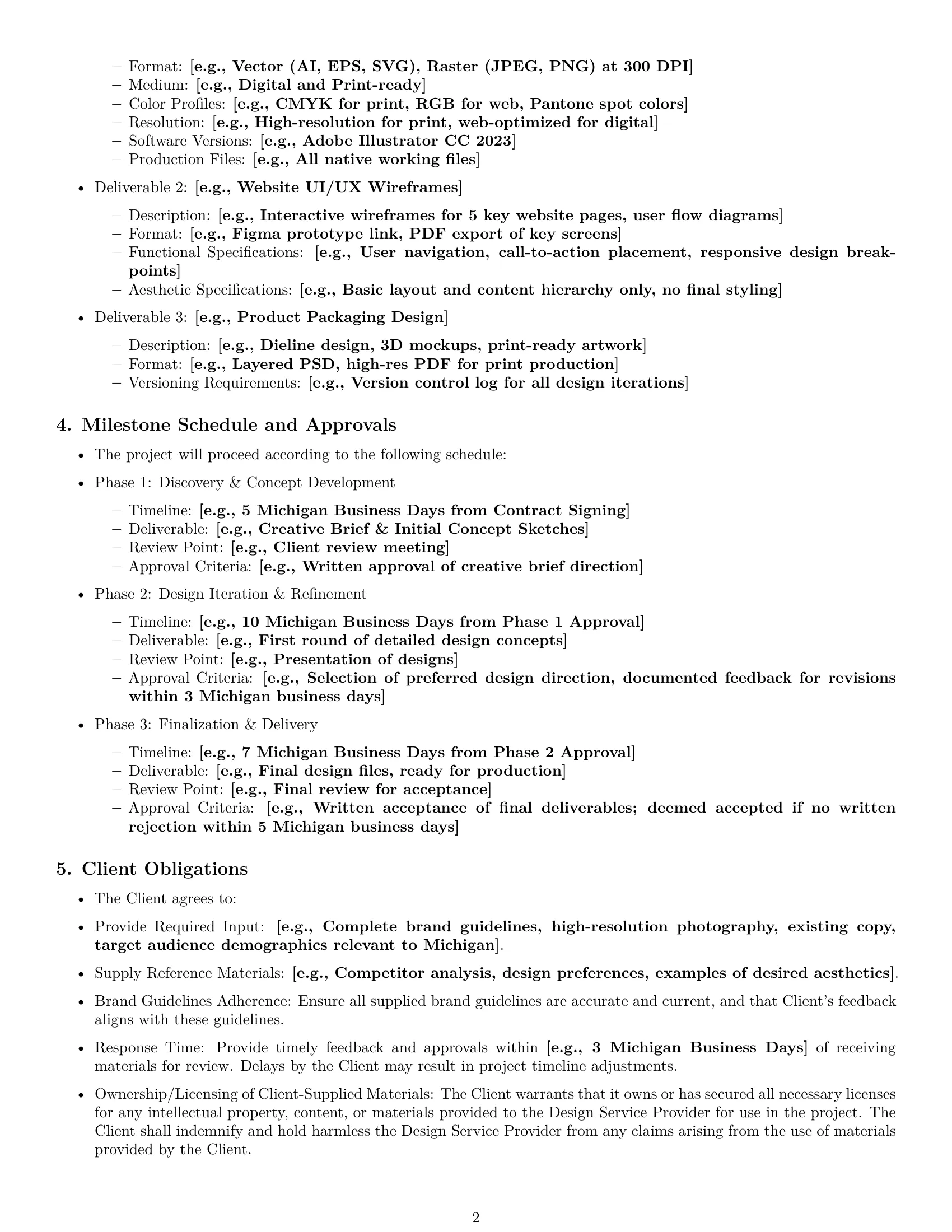 Preview page 2 of Pro Michigan design service contract template