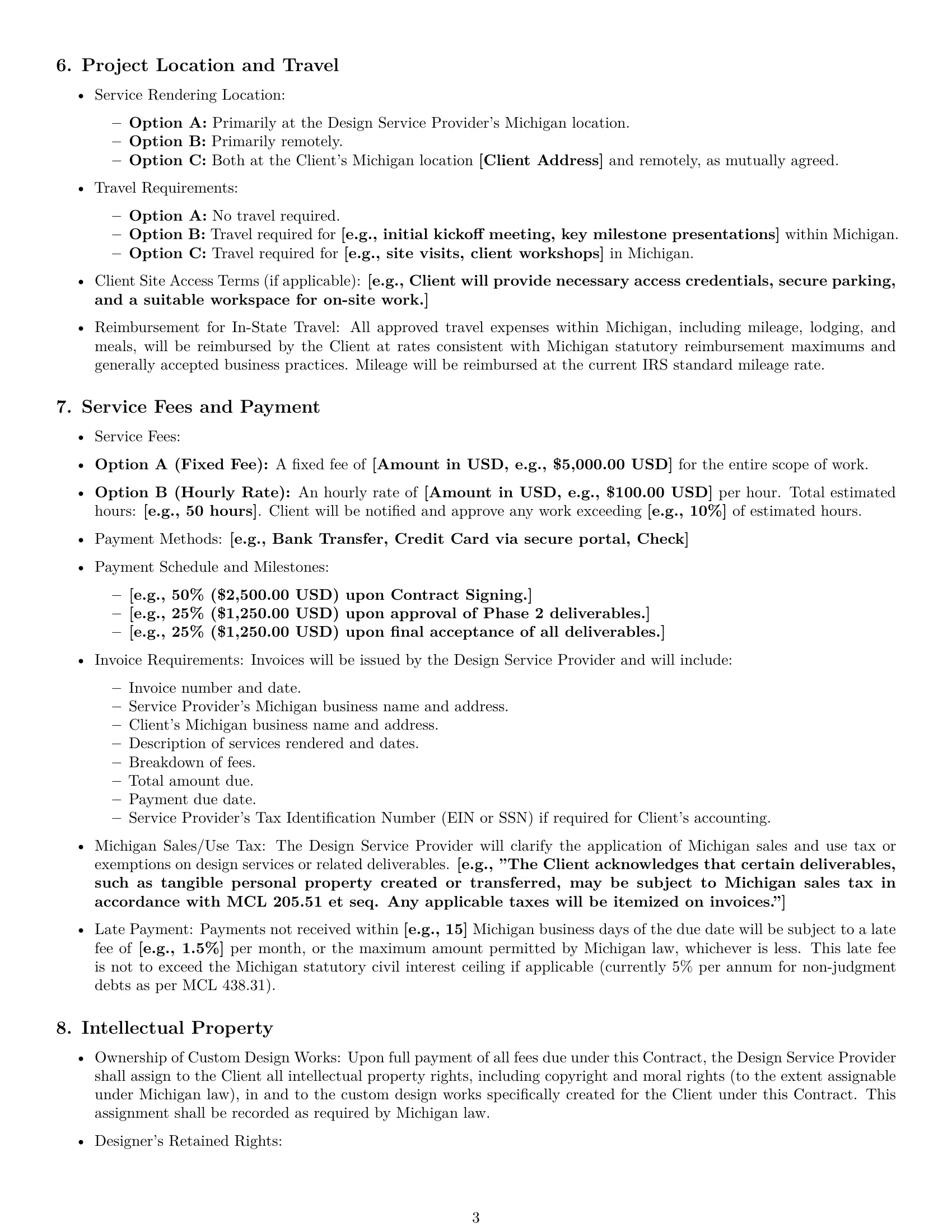Preview page 3 of Pro Michigan design service contract template