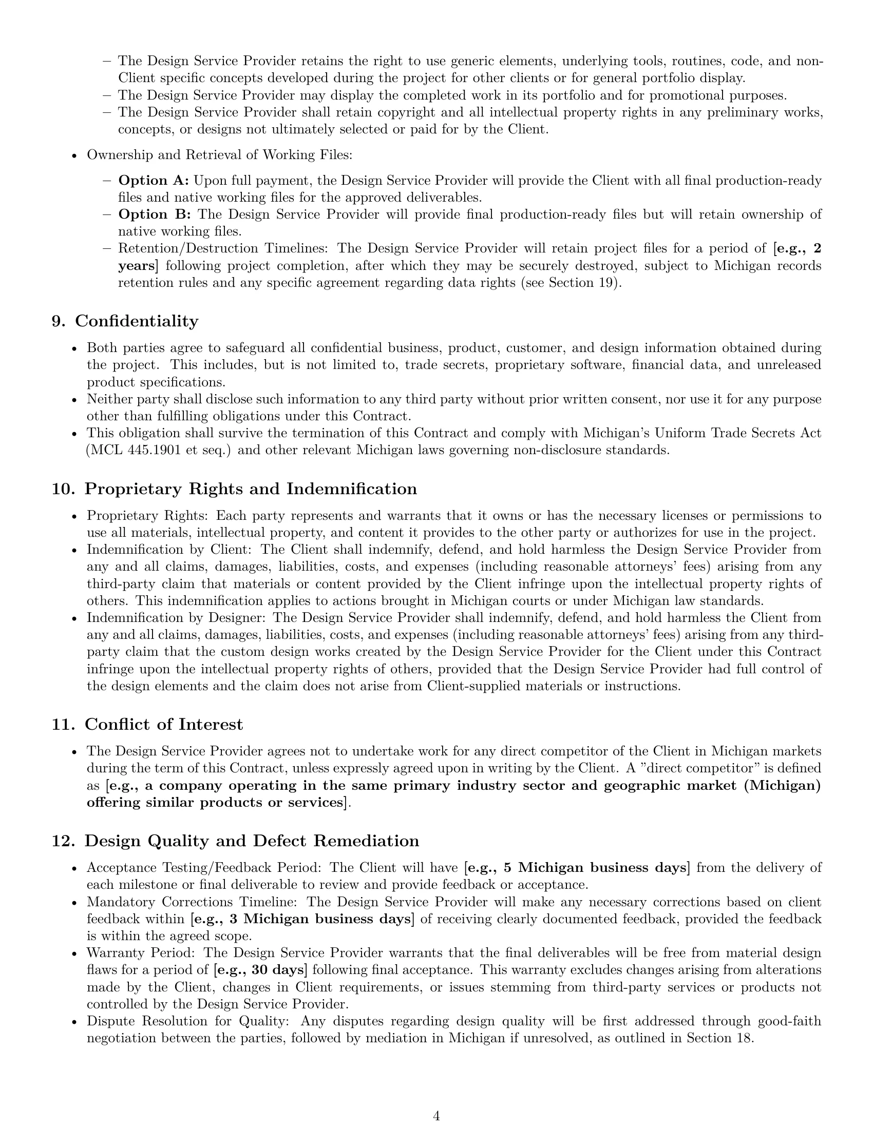 Preview page 4 of Pro Michigan design service contract template