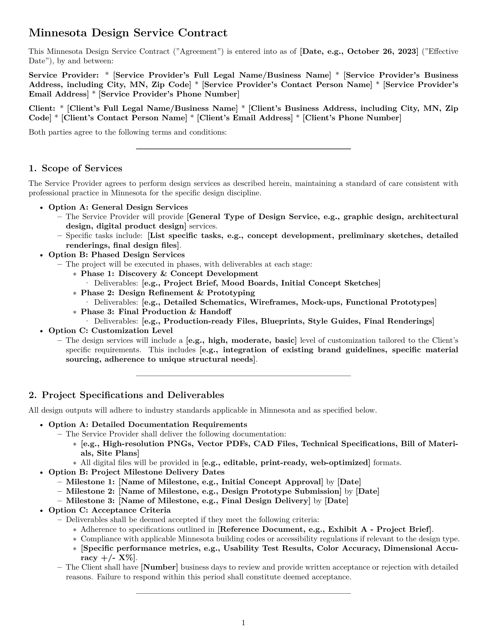 Preview page 1 of Pro Minnesota design service contract template