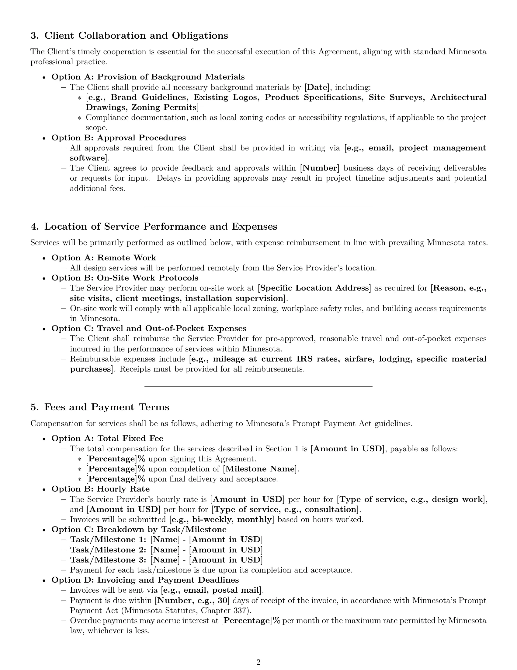 Preview page 2 of Pro Minnesota design service contract template